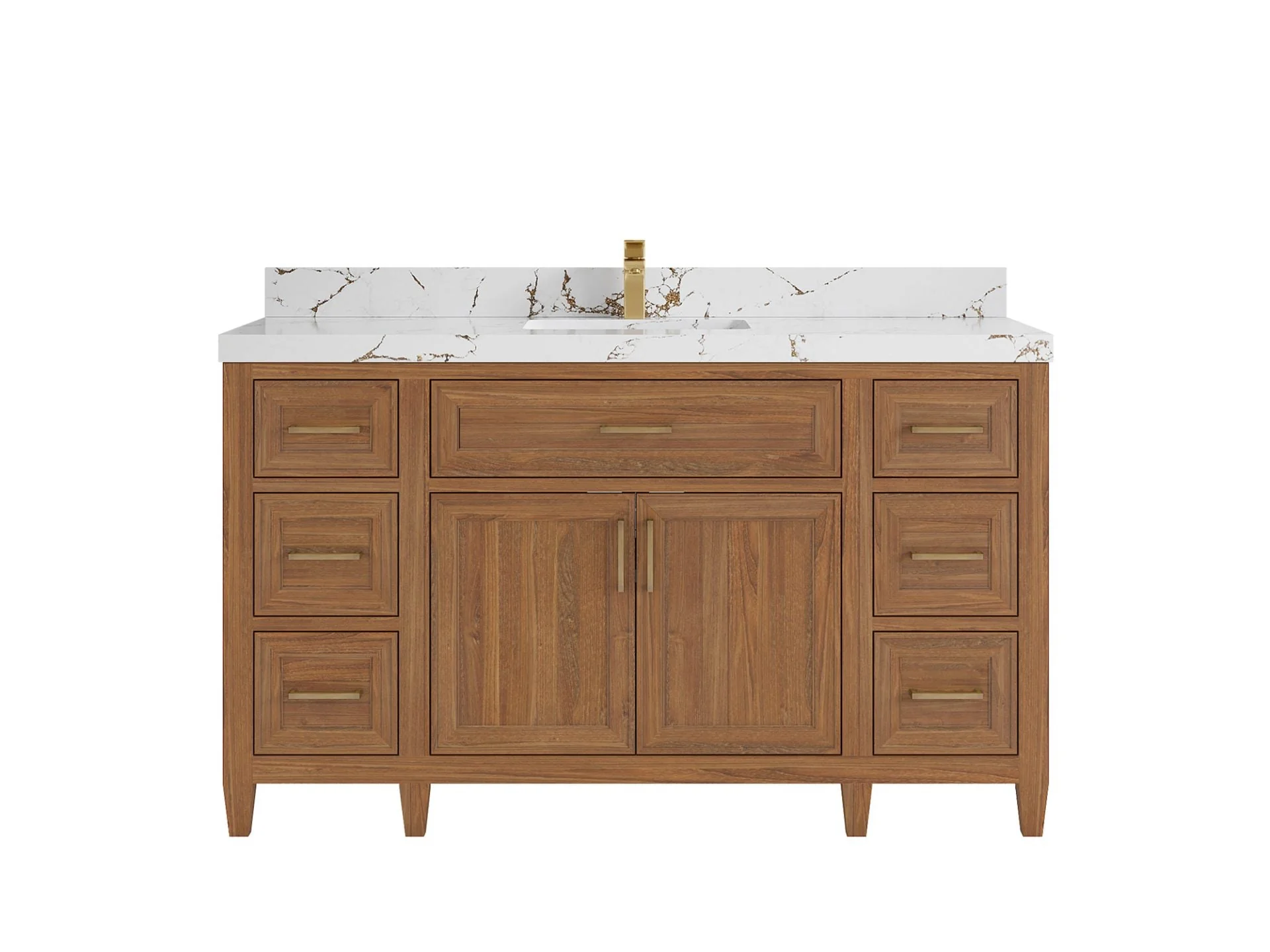 Santa Monica Teak Wood 60 in. W x 22 in. D Single Sink Bathroom Vanity - Image 10