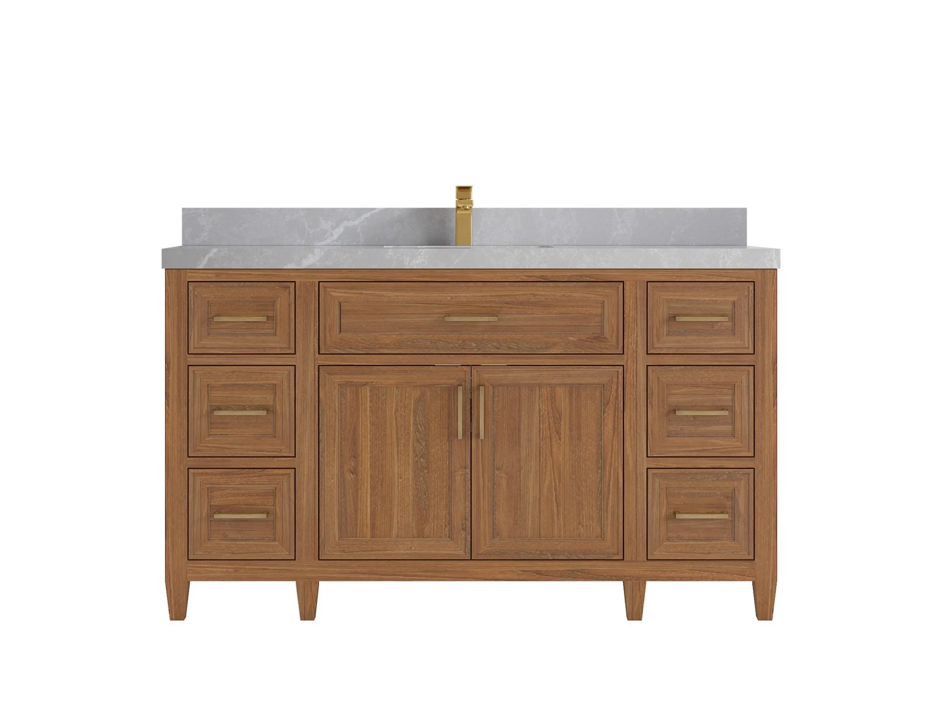 Santa Monica Teak Wood 60 in. W x 22 in. D Single Sink Bathroom Vanity - Image 22