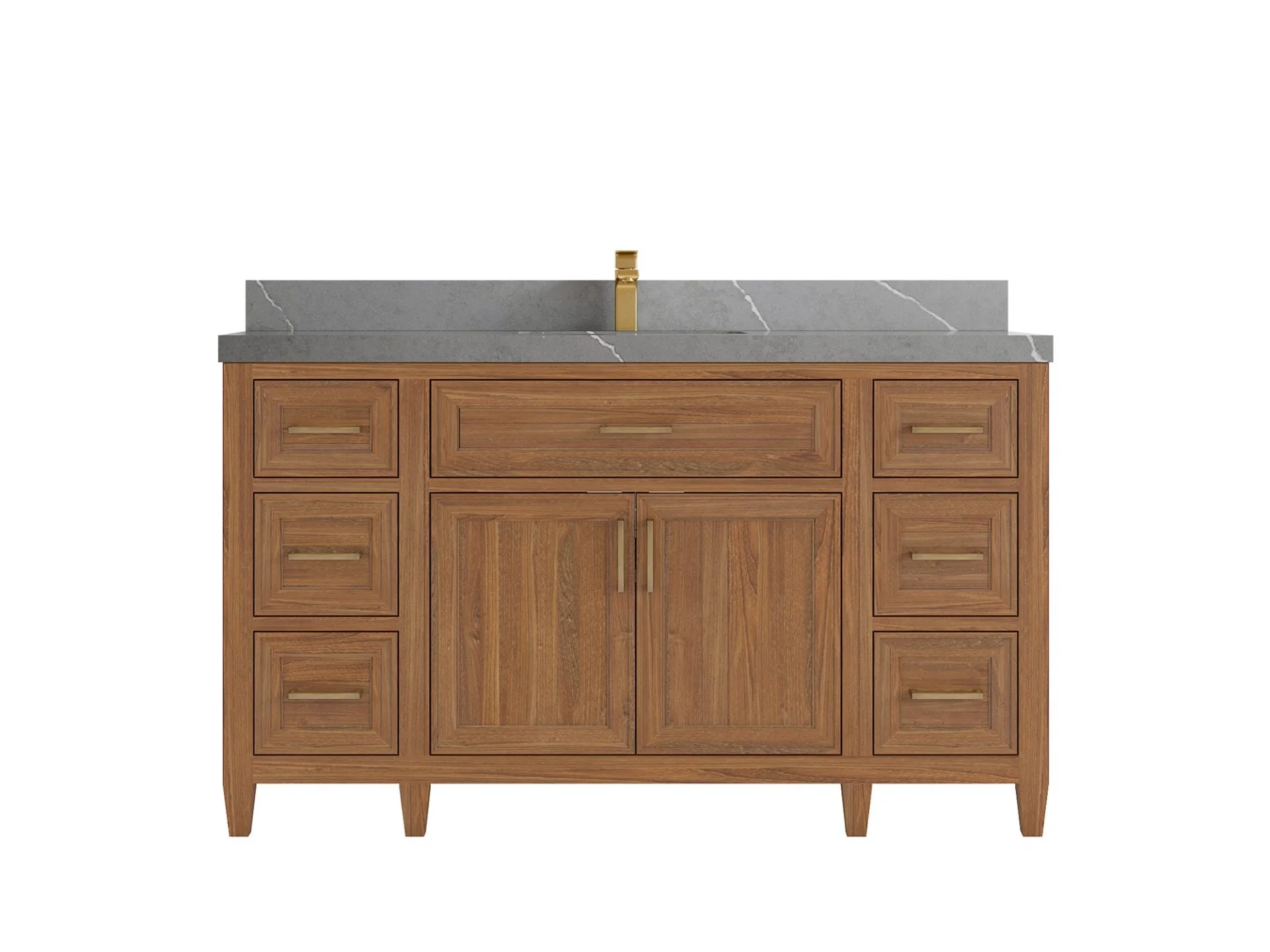 Santa Monica Teak Wood 60 in. W x 22 in. D Single Sink Bathroom Vanity - Image 23