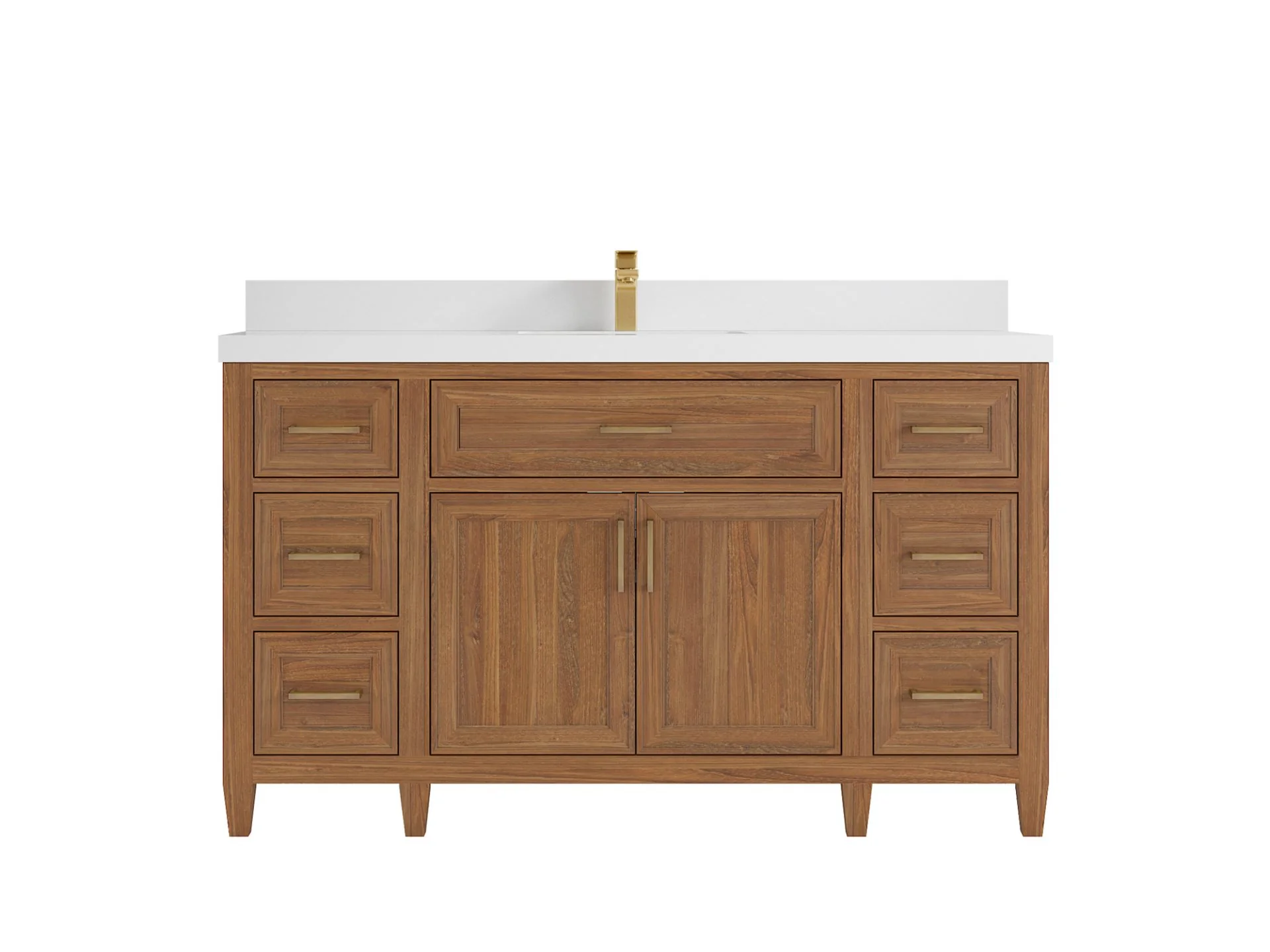 Santa Monica Teak Wood 60 in. W x 22 in. D Single Sink Bathroom Vanity - Image 25