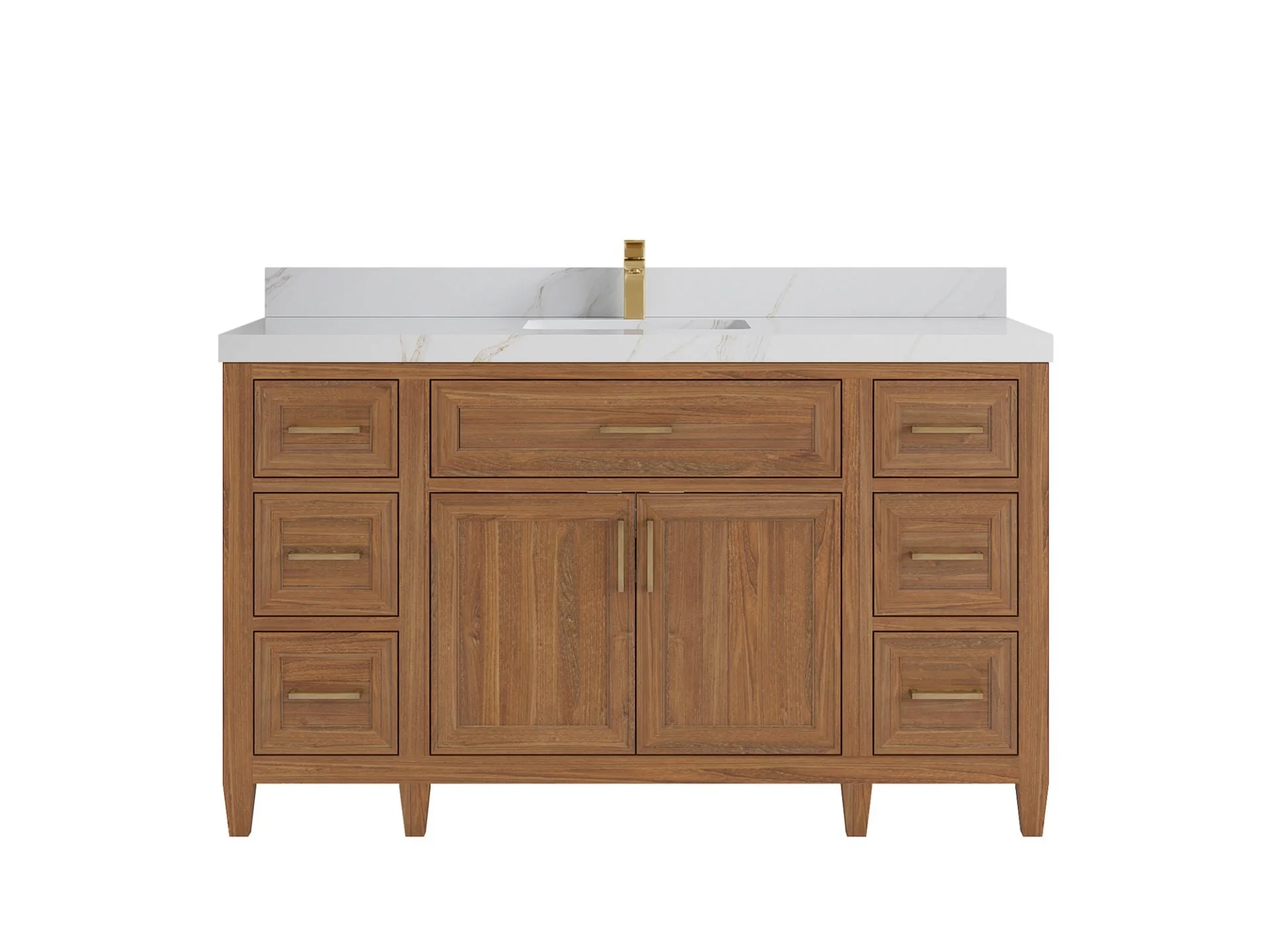 Santa Monica Teak Wood 60 in. W x 22 in. D Single Sink Bathroom Vanity - Image 9