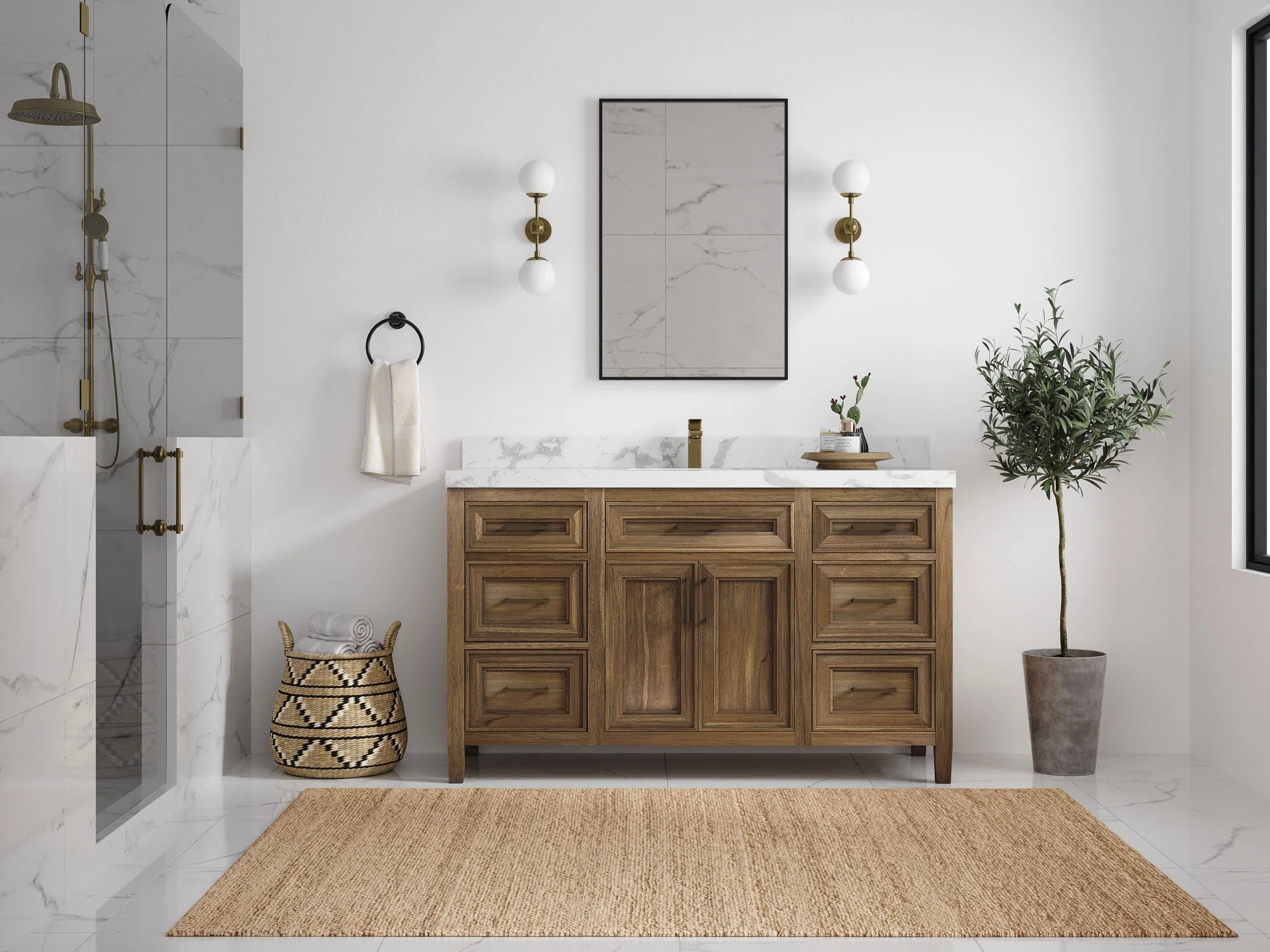 Santa Monica Teak Wood 60 in. W x 22 in. D Single Sink Bathroom Vanity - Image 4
