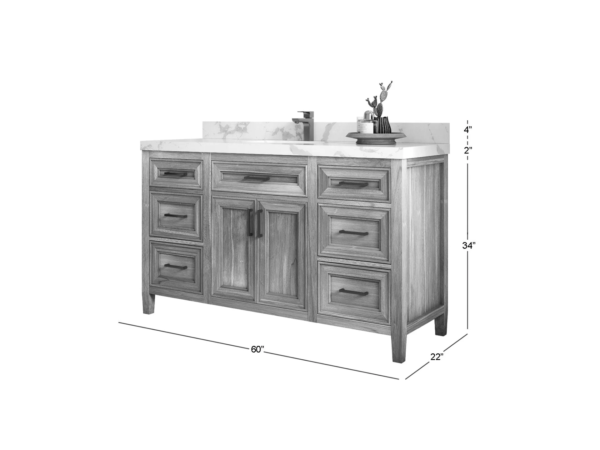 Santa Monica Teak Wood 60 in. W x 22 in. D Single Sink Bathroom Vanity - Image 5