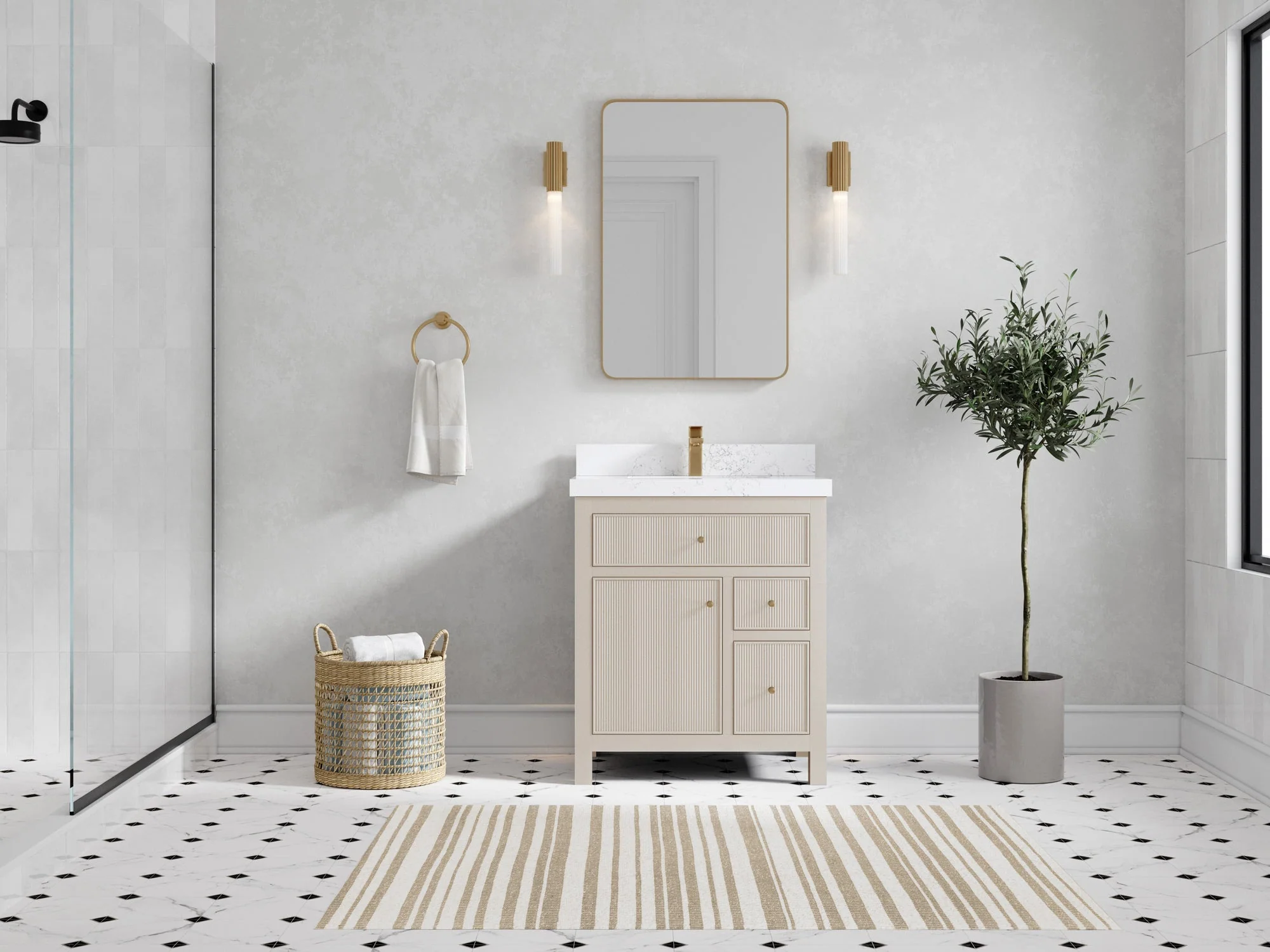 Sonoma 30 in W x 22 in D Reeded Free Standing Single Sink Bathroom Vanity - Image 4