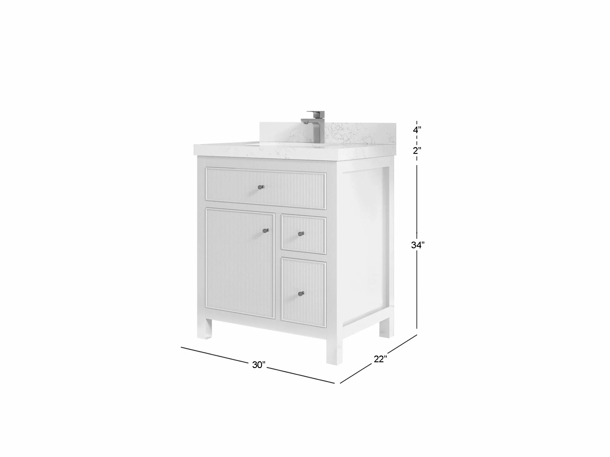 Sonoma 30 in W x 22 in D Reeded Free Standing Single Sink Bathroom Vanity - Image 5