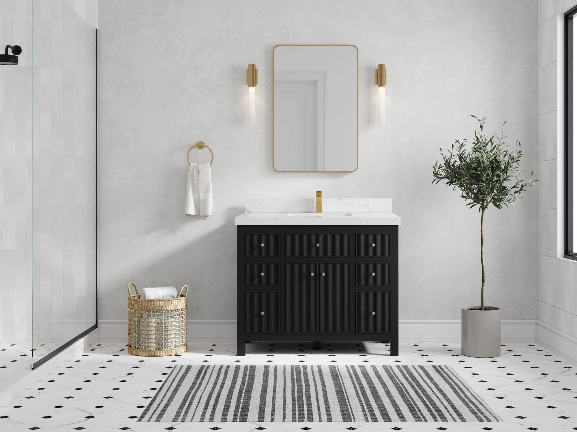 Sonoma 42 in W x 22 in D Free Standing Reeded Single Sink Bathroom Vanity - Image 4