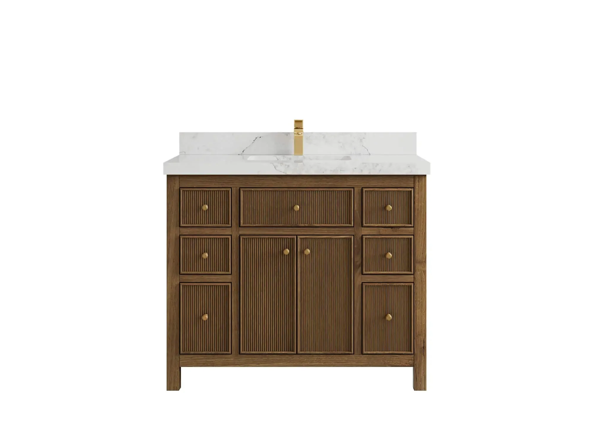 Sonoma Reeded Teak Wood 42 in. W x 22 in. D Single Sink Bathroom Vanity - Image 10
