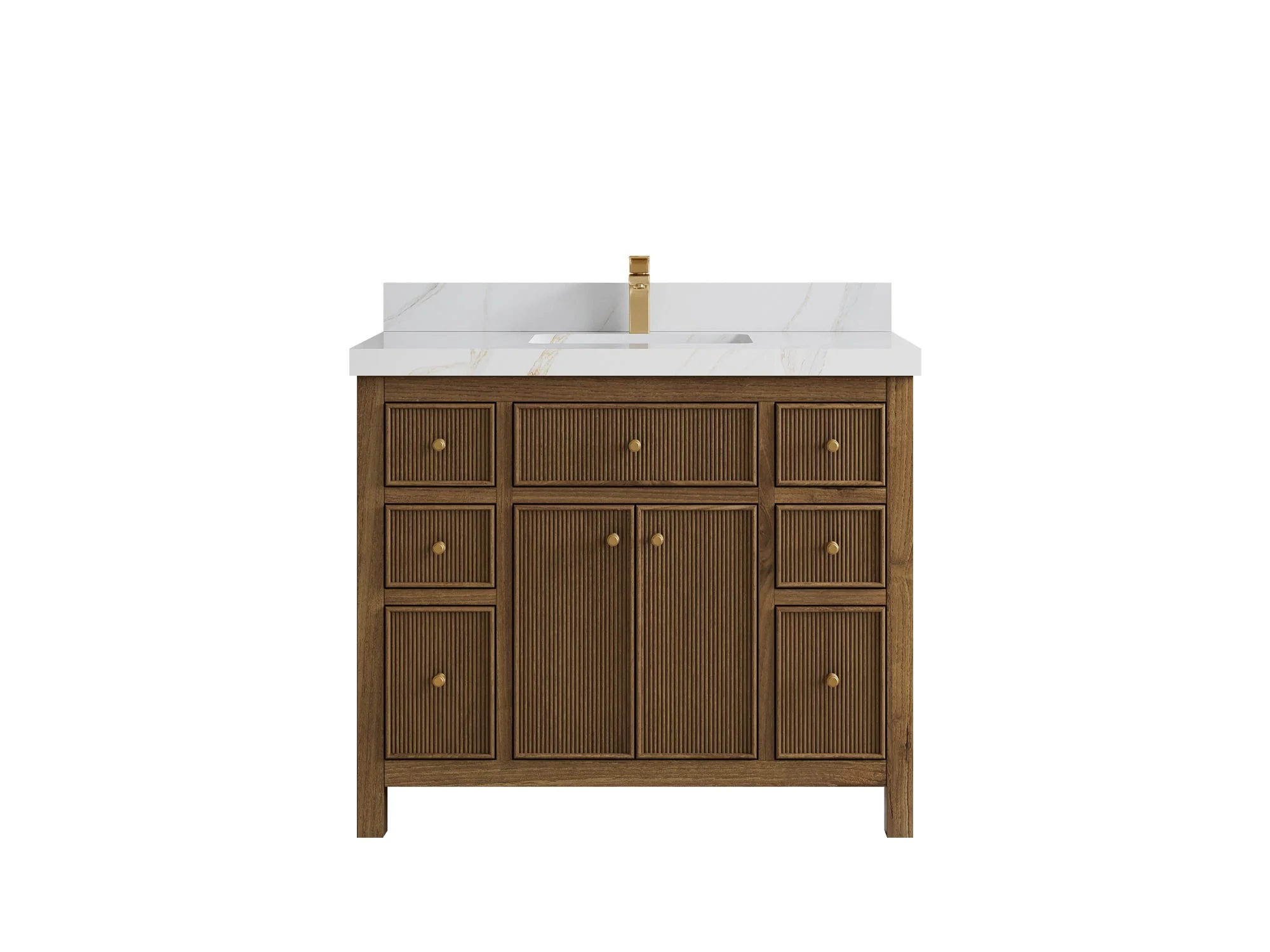 Sonoma Reeded Teak Wood 42 in. W x 22 in. D Single Sink Bathroom Vanity - Image 12