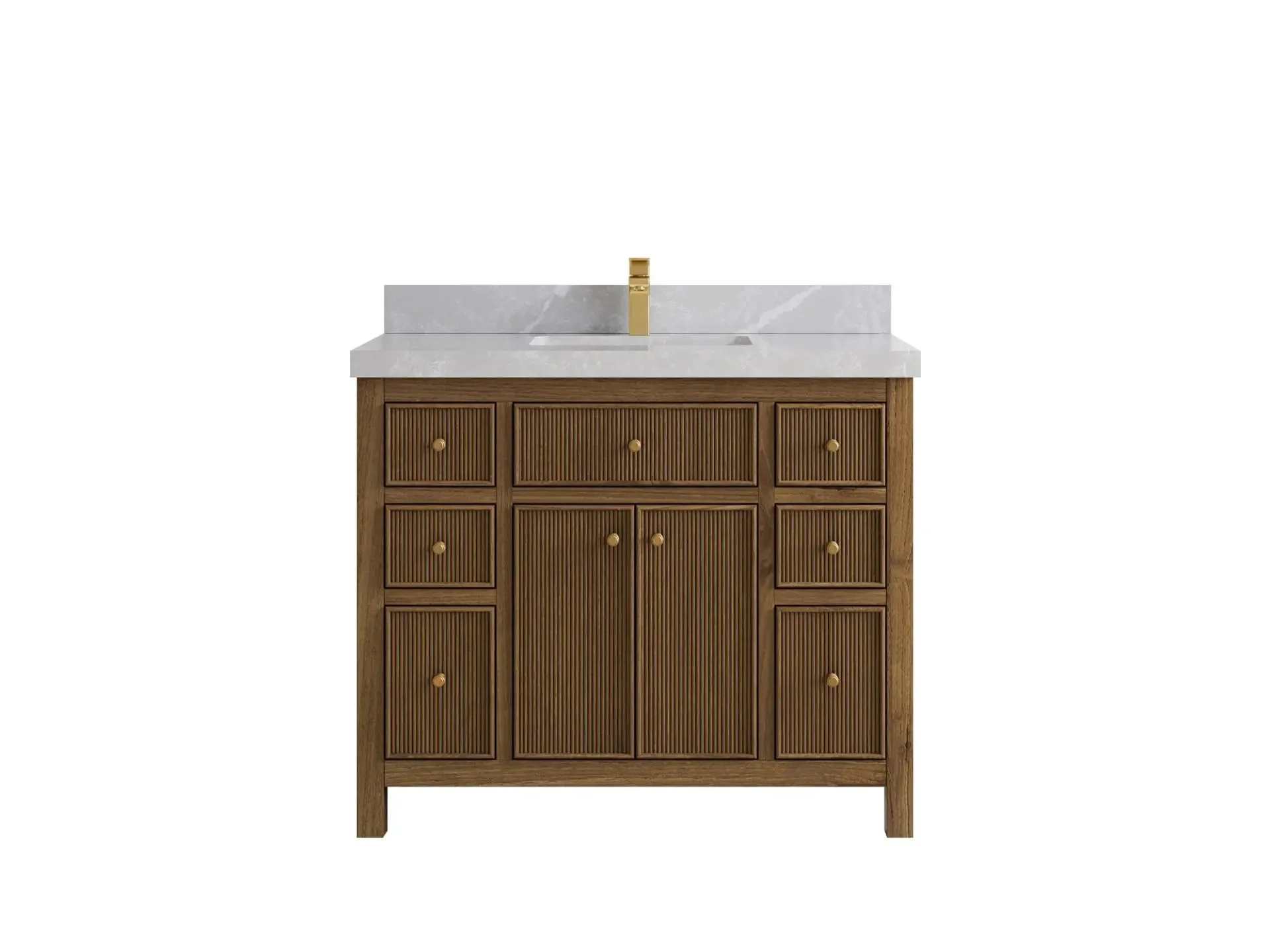 Sonoma Reeded Teak Wood 42 in. W x 22 in. D Single Sink Bathroom Vanity - Image 19