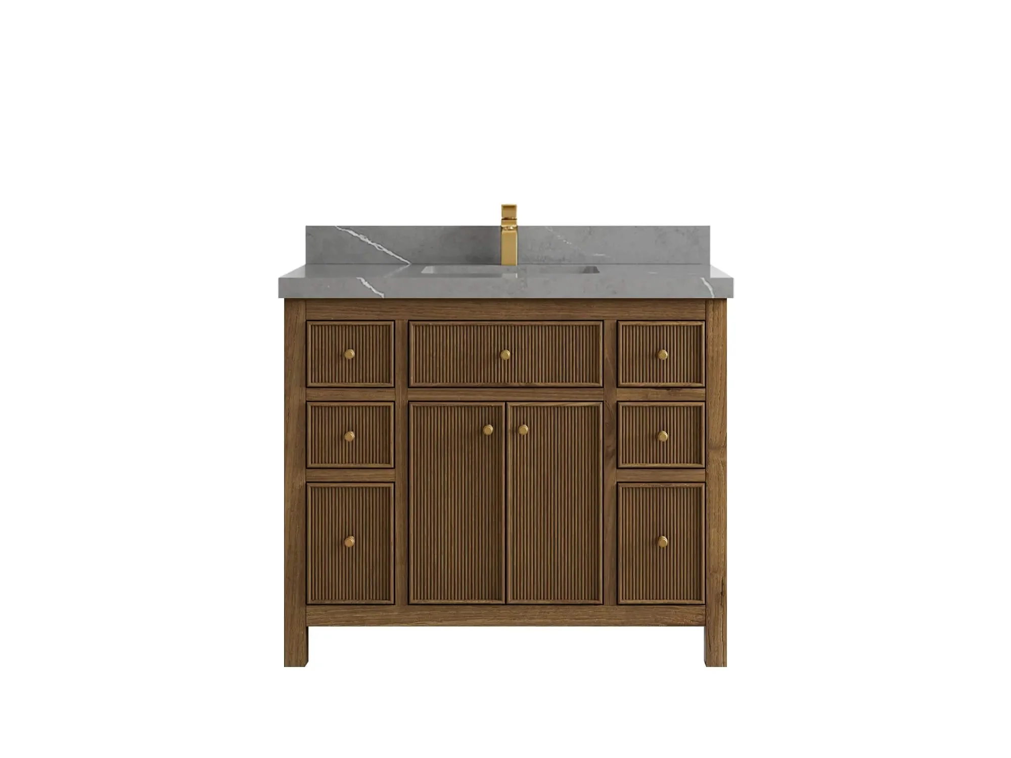 Sonoma Reeded Teak Wood 42 in. W x 22 in. D Single Sink Bathroom Vanity - Image 20