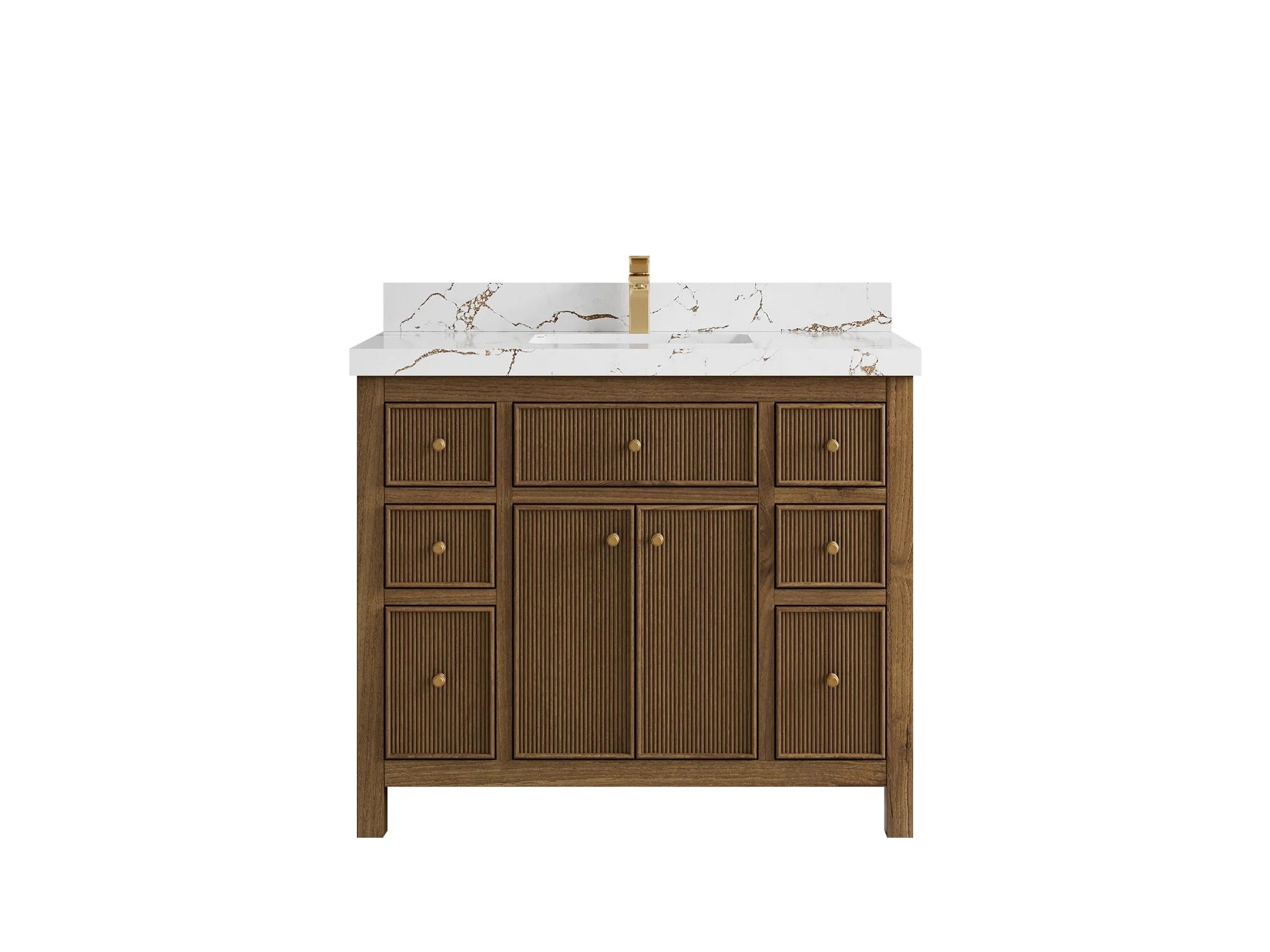 Sonoma Reeded Teak Wood 42 in. W x 22 in. D Single Sink Bathroom Vanity - Image 21