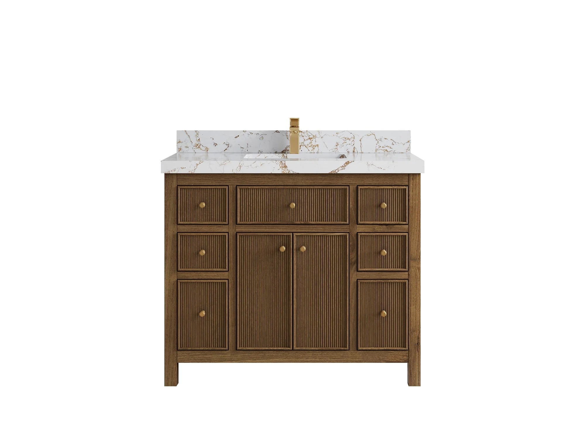 Sonoma Reeded Teak Wood 42 in. W x 22 in. D Single Sink Bathroom Vanity - Image 22