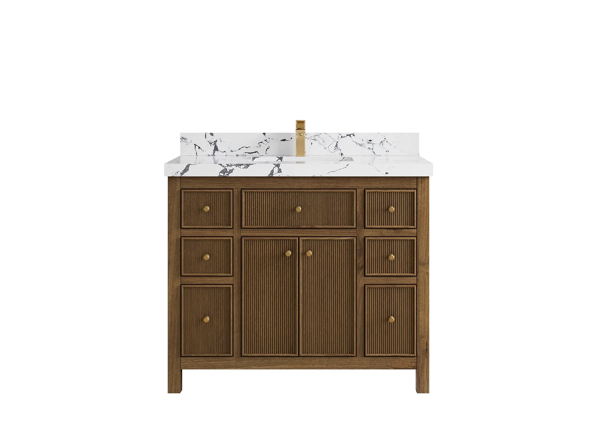 Sonoma Reeded Teak Wood 42 in. W x 22 in. D Single Sink Bathroom Vanity - Image 23