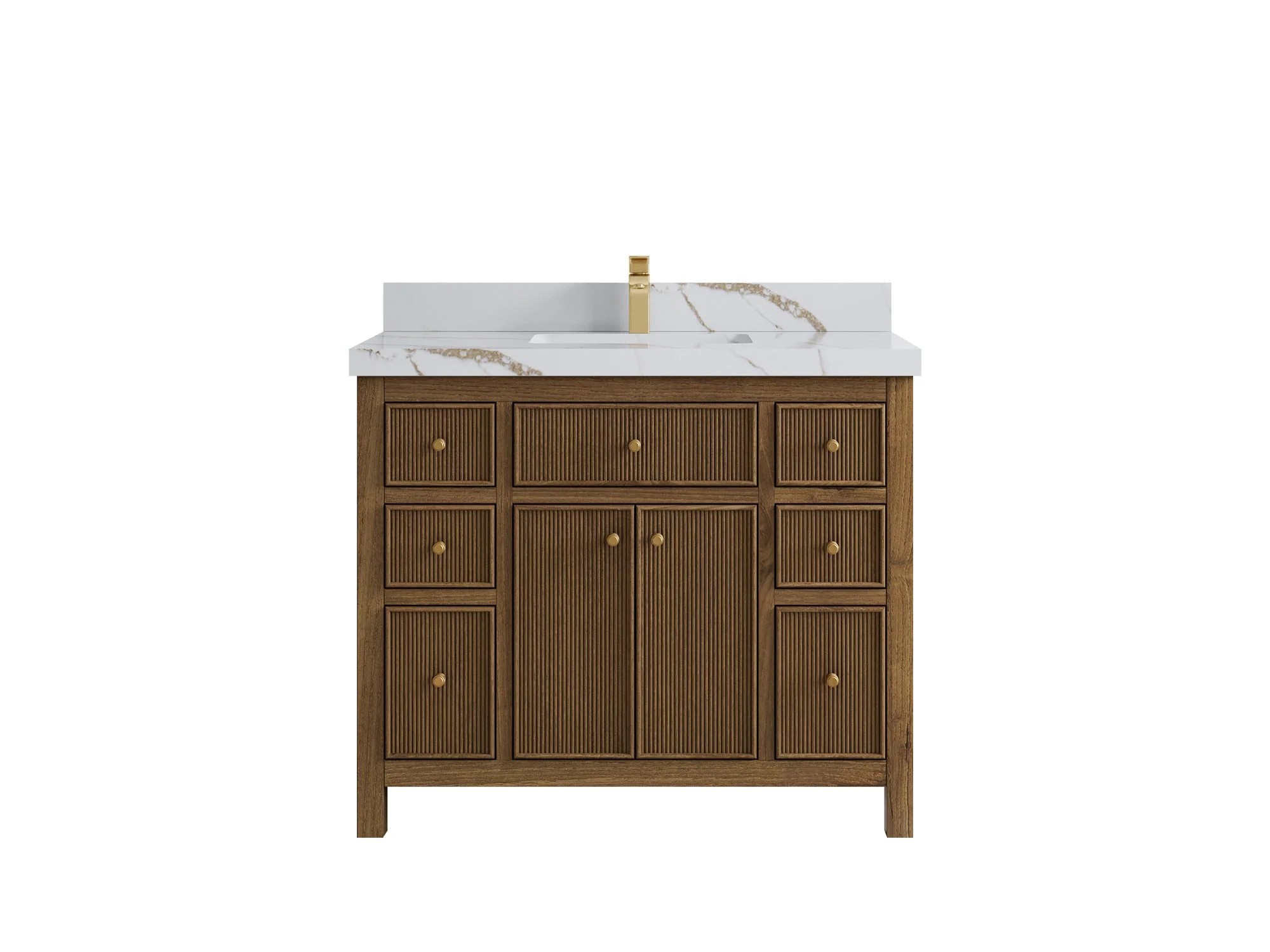 Sonoma Reeded Teak Wood 42 in. W x 22 in. D Single Sink Bathroom Vanity - Image 8