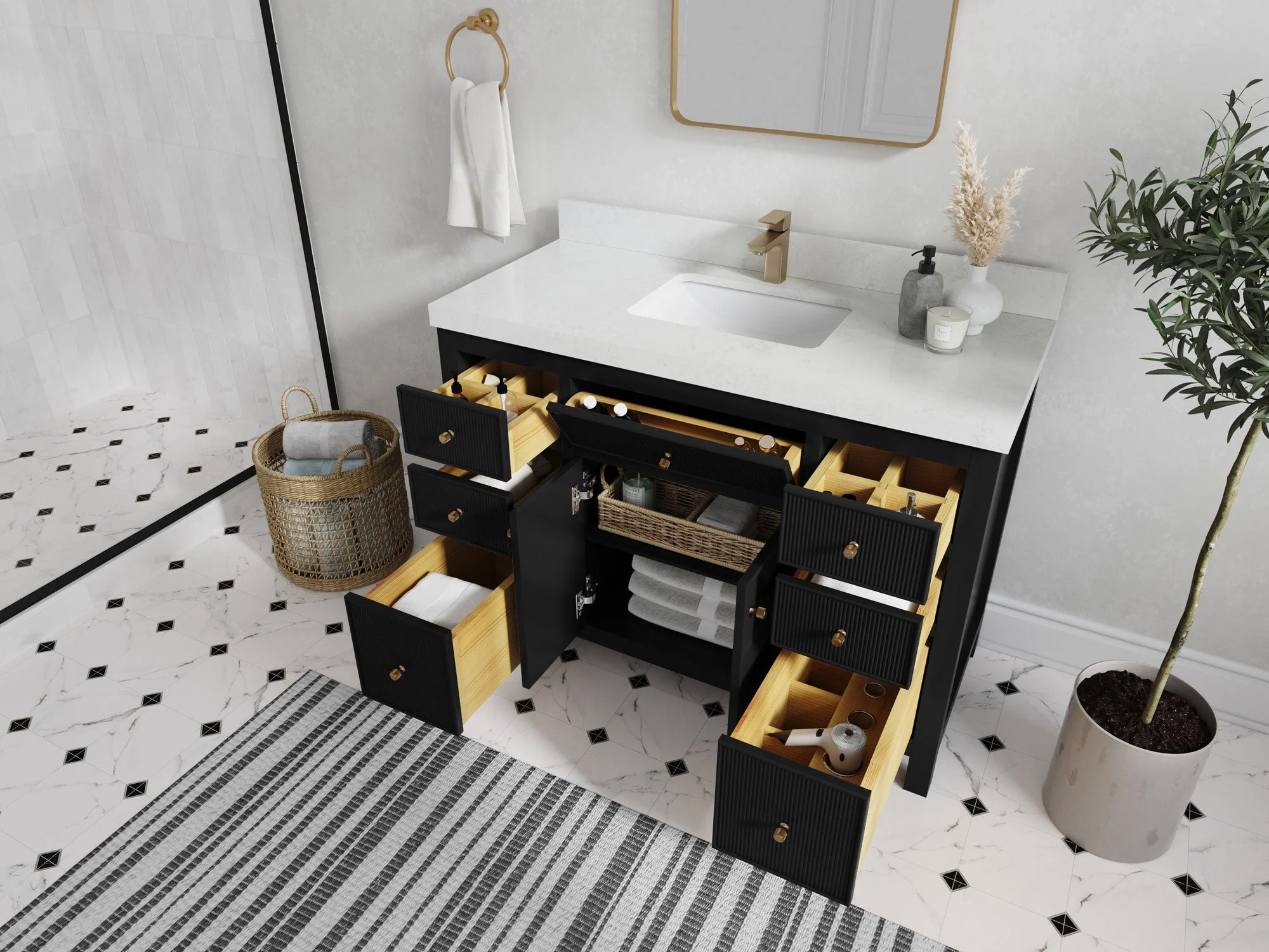 Sonoma 48 in W x 22 in D Free Standing Reeded Single Sink Bathroom Vanity - Image 3
