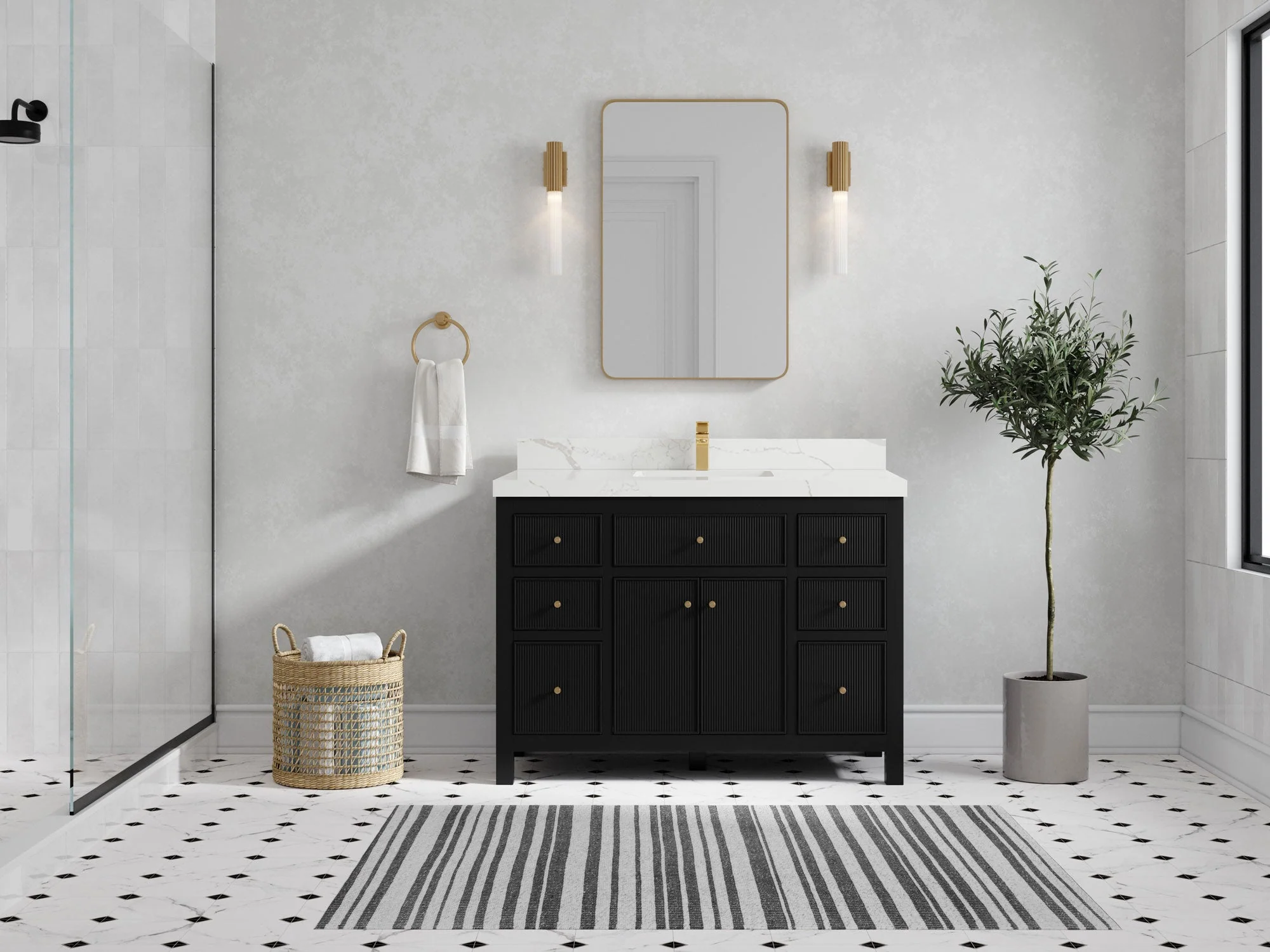 Sonoma 48 in W x 22 in D Free Standing Reeded Single Sink Bathroom Vanity - Image 4