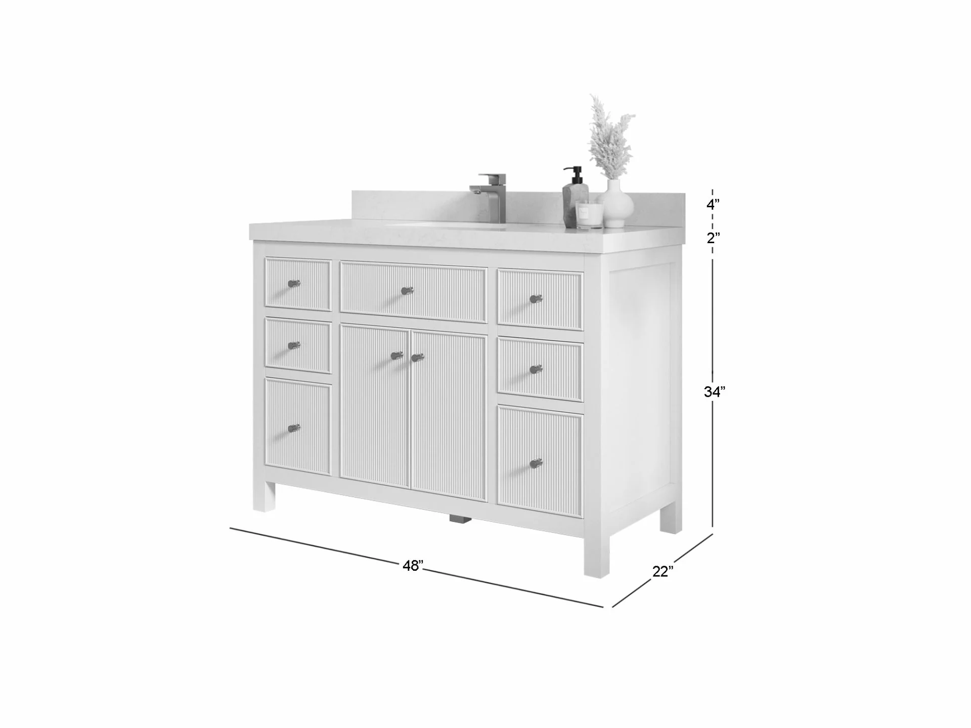 Sonoma 48 in W x 22 in D Free Standing Reeded Single Sink Bathroom Vanity - Image 6