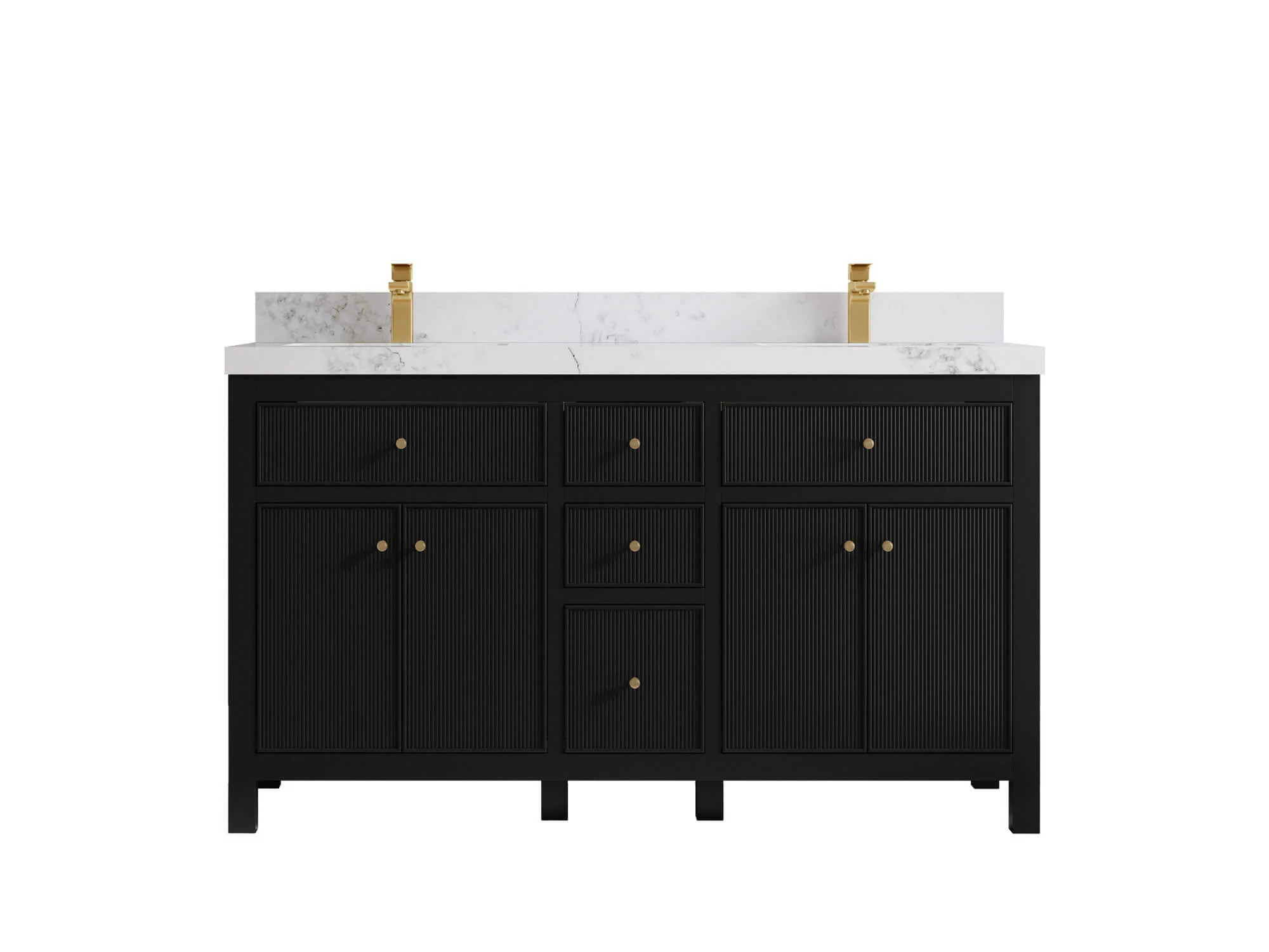 Sonoma 60 in W x 22 in D Free Standing Reeded Double Sink Bathroom Vanity - Image 11
