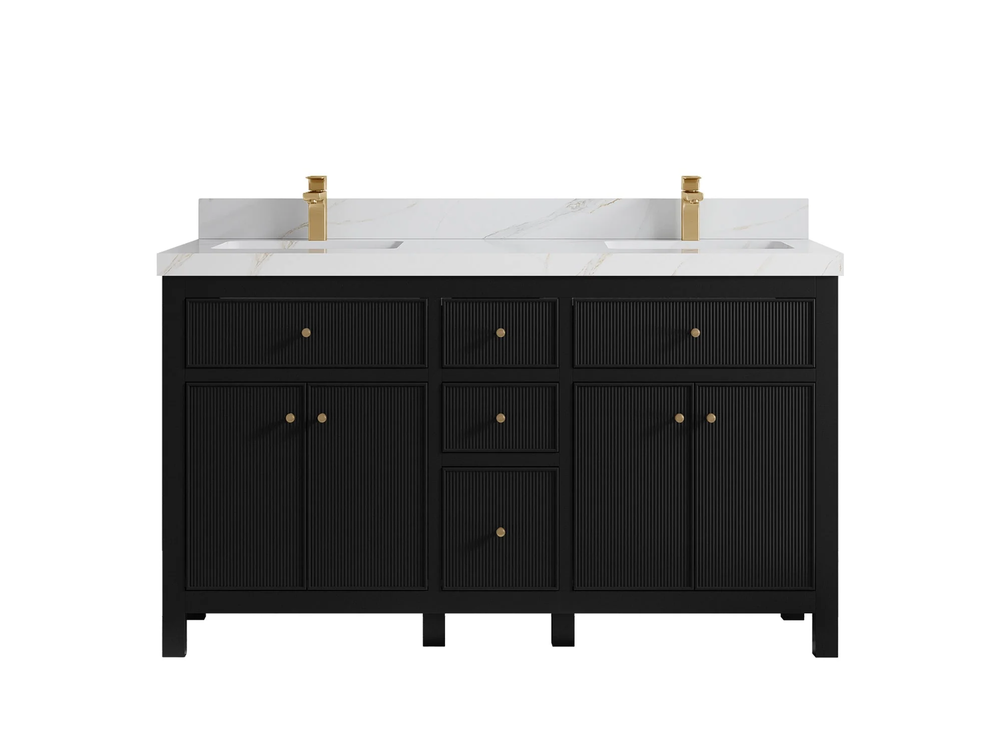 Sonoma 60 in W x 22 in D Free Standing Reeded Double Sink Bathroom Vanity - Image 12