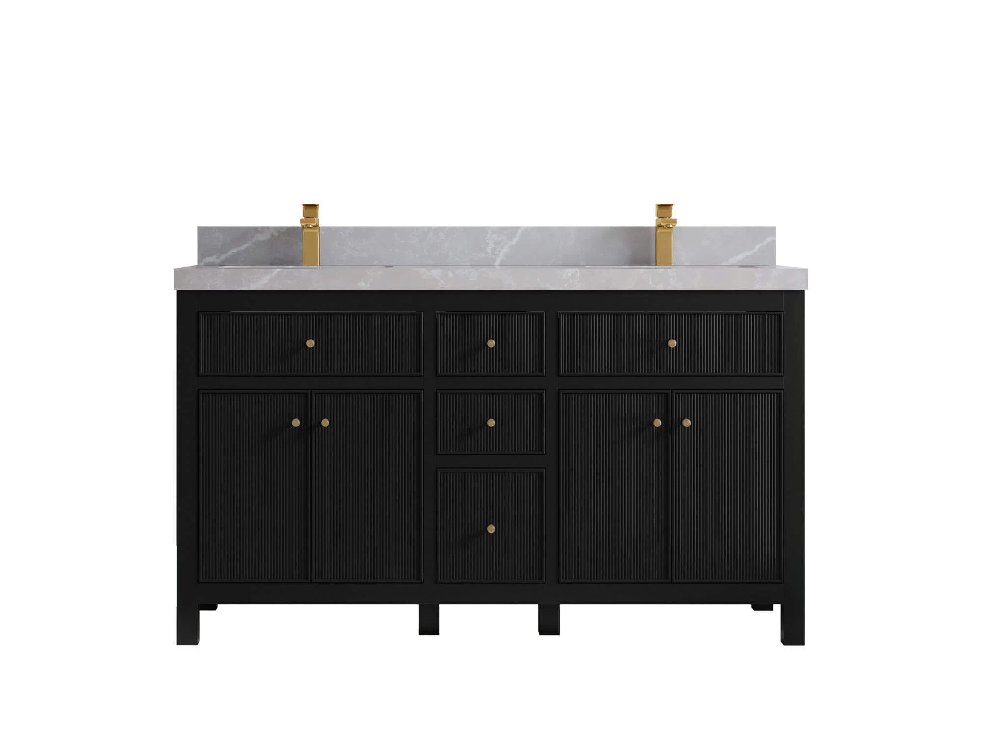 Sonoma 60 in W x 22 in D Free Standing Reeded Double Sink Bathroom Vanity - Image 19