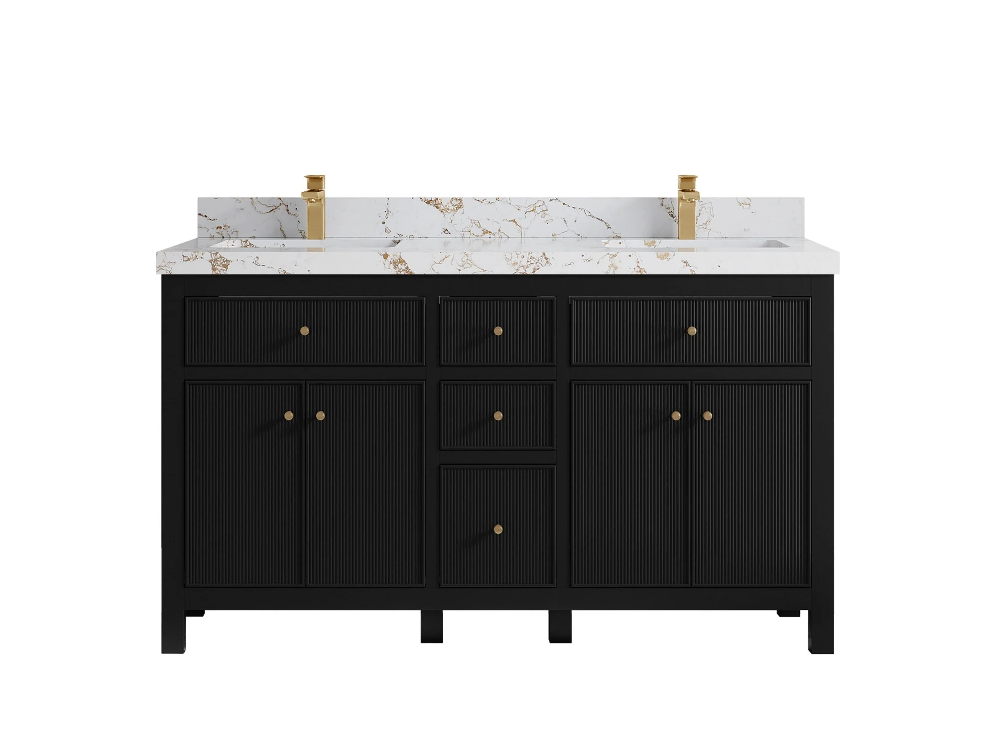 Sonoma 60 in W x 22 in D Free Standing Reeded Double Sink Bathroom Vanity - Image 22