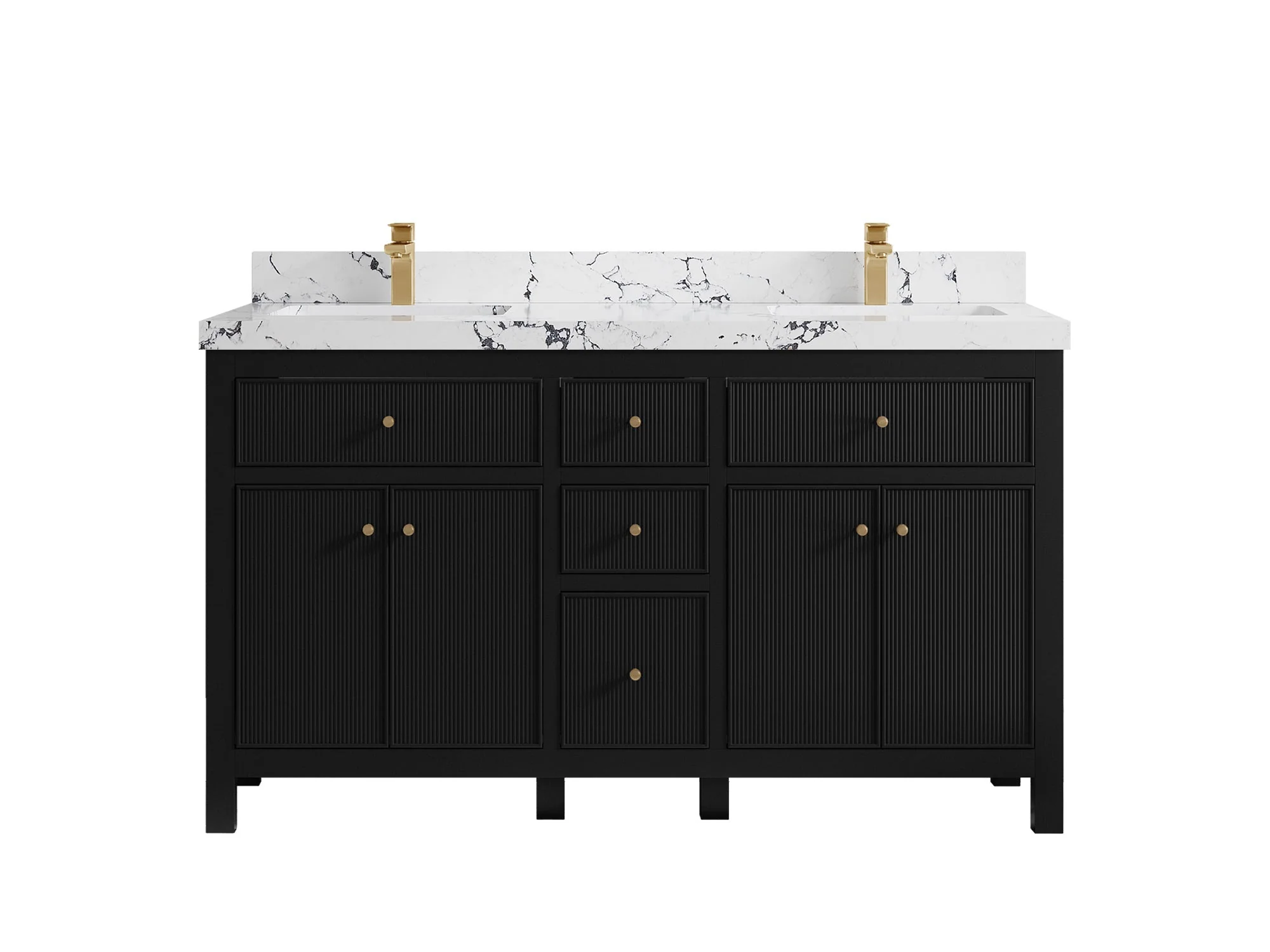 Sonoma 60 in W x 22 in D Free Standing Reeded Double Sink Bathroom Vanity - Image 23