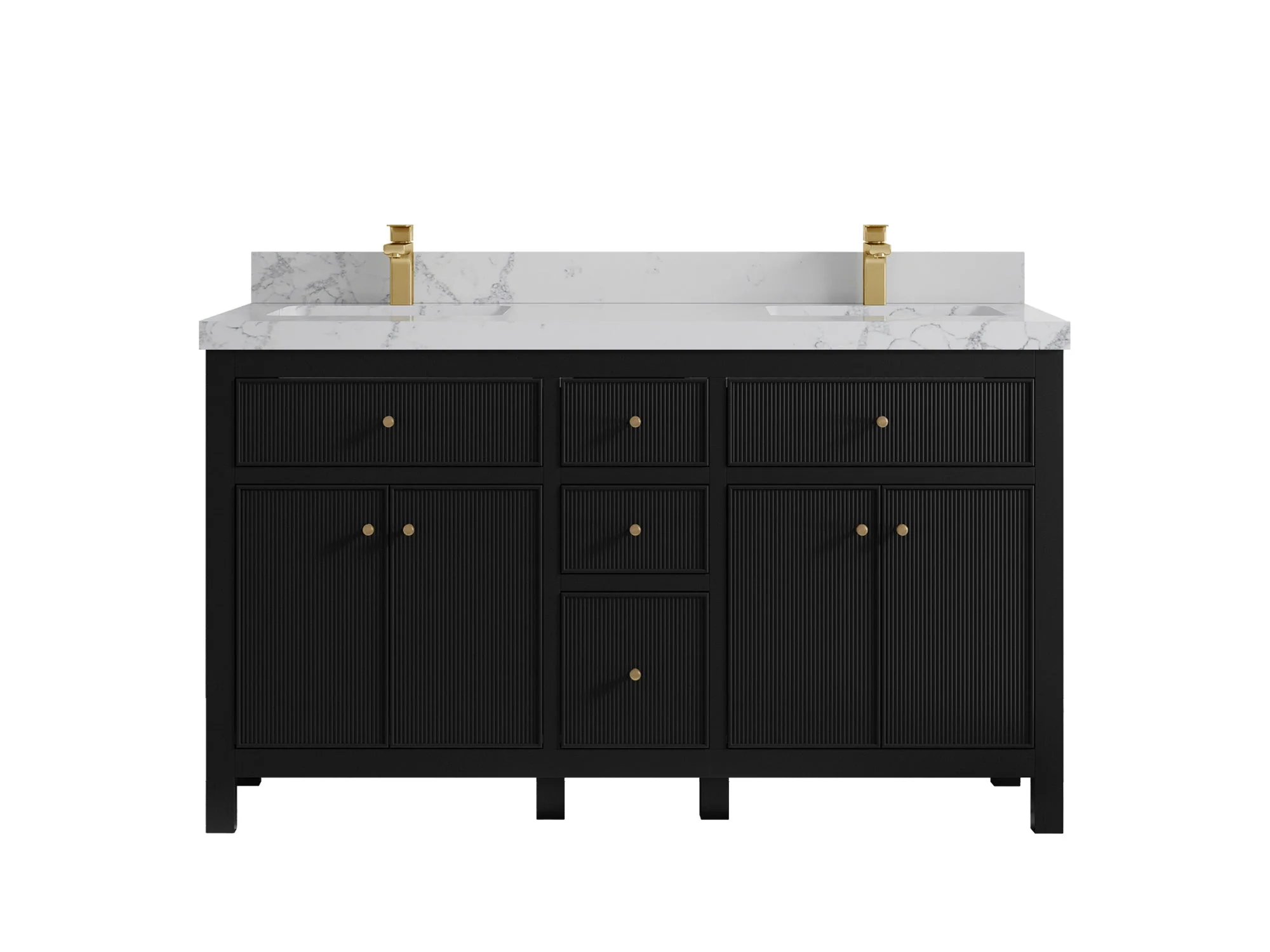 Sonoma 60 in W x 22 in D Free Standing Reeded Double Sink Bathroom Vanity - Image 24