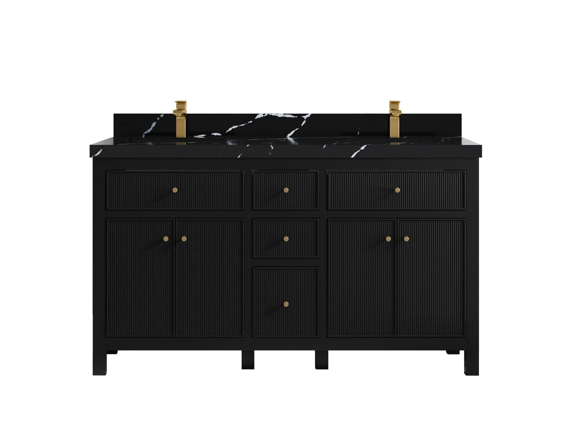 Sonoma 60 in W x 22 in D Free Standing Reeded Double Sink Bathroom Vanity - Image 8