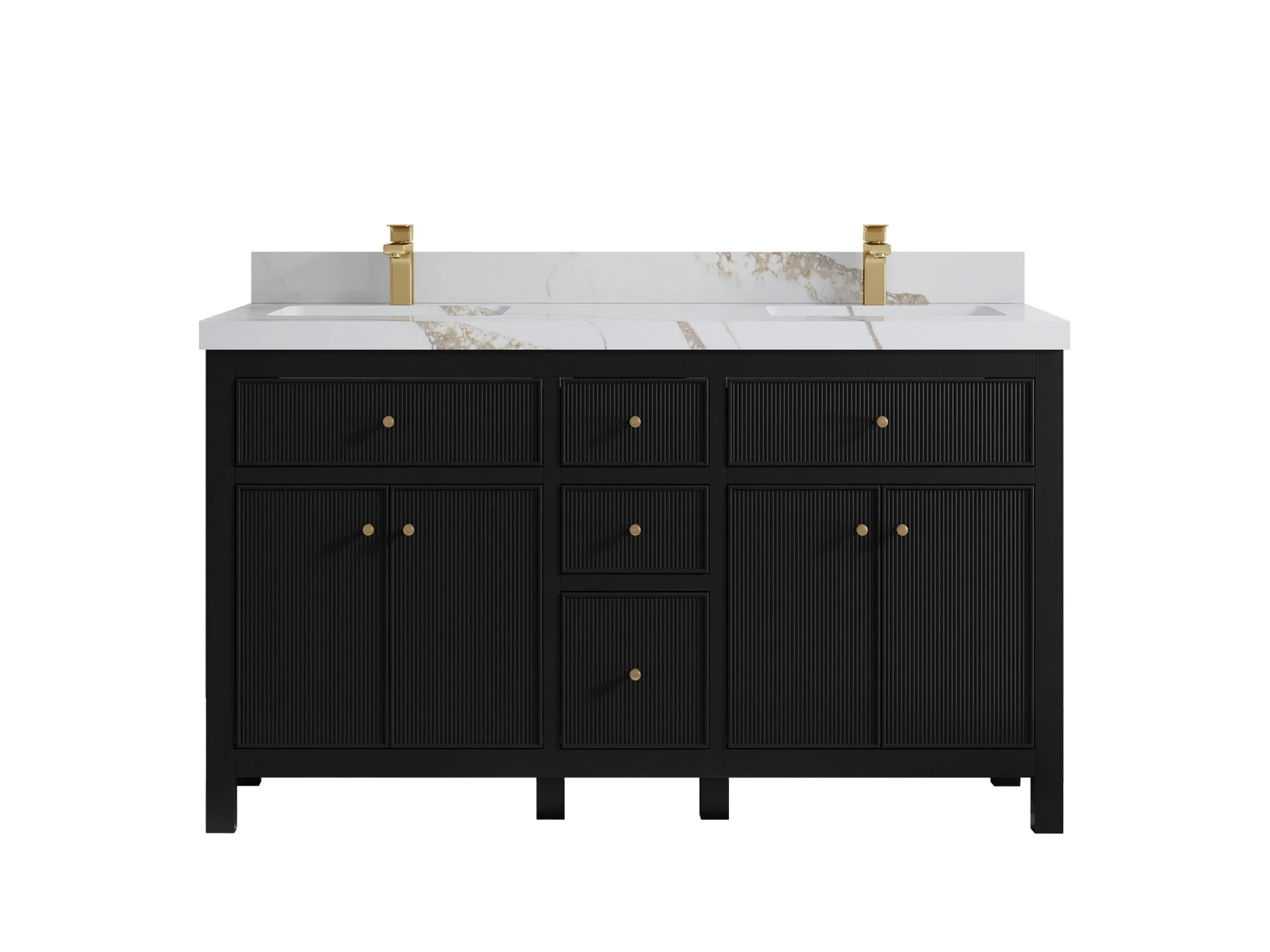 Sonoma 60 in W x 22 in D Free Standing Reeded Double Sink Bathroom Vanity - Image 9