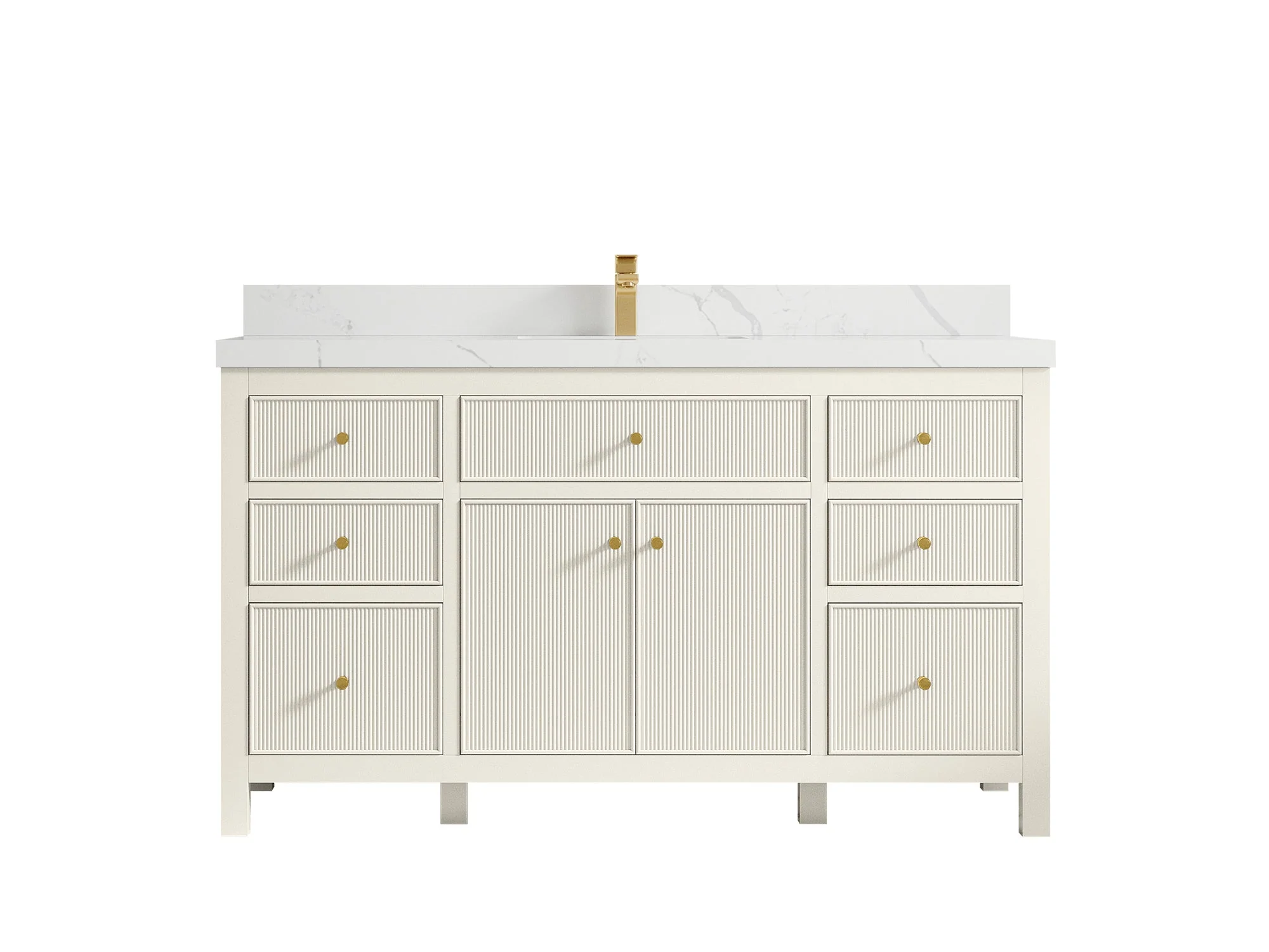 Sonoma 60 in W x 22 in D Free Standing Reeded Single Sink Bathroom Vanity - Image 13