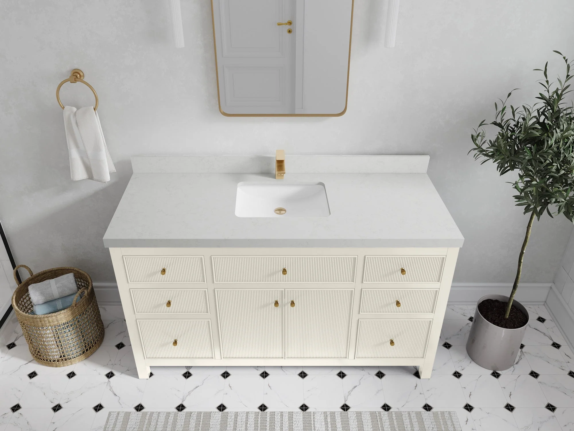 Sonoma 60 in W x 22 in D Free Standing Reeded Single Sink Bathroom Vanity - Image 20