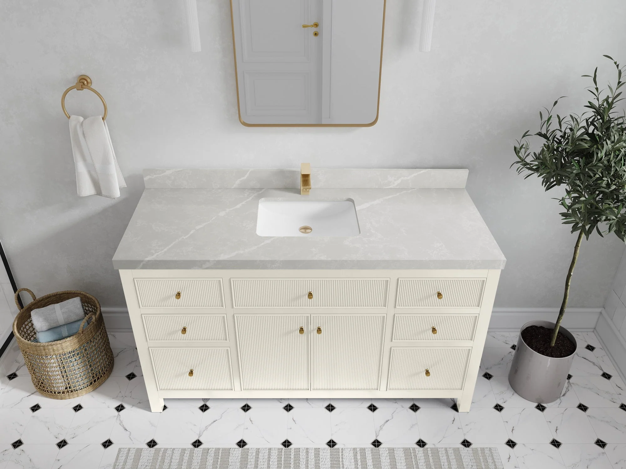 Sonoma 60 in W x 22 in D Free Standing Reeded Single Sink Bathroom Vanity - Image 30