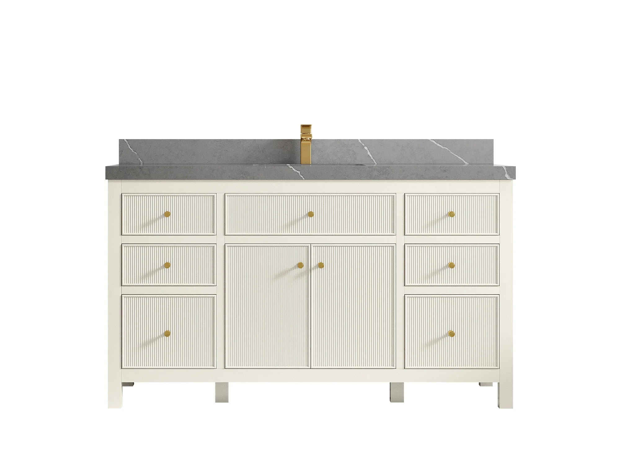 Sonoma 60 in W x 22 in D Free Standing Reeded Single Sink Bathroom Vanity - Image 33