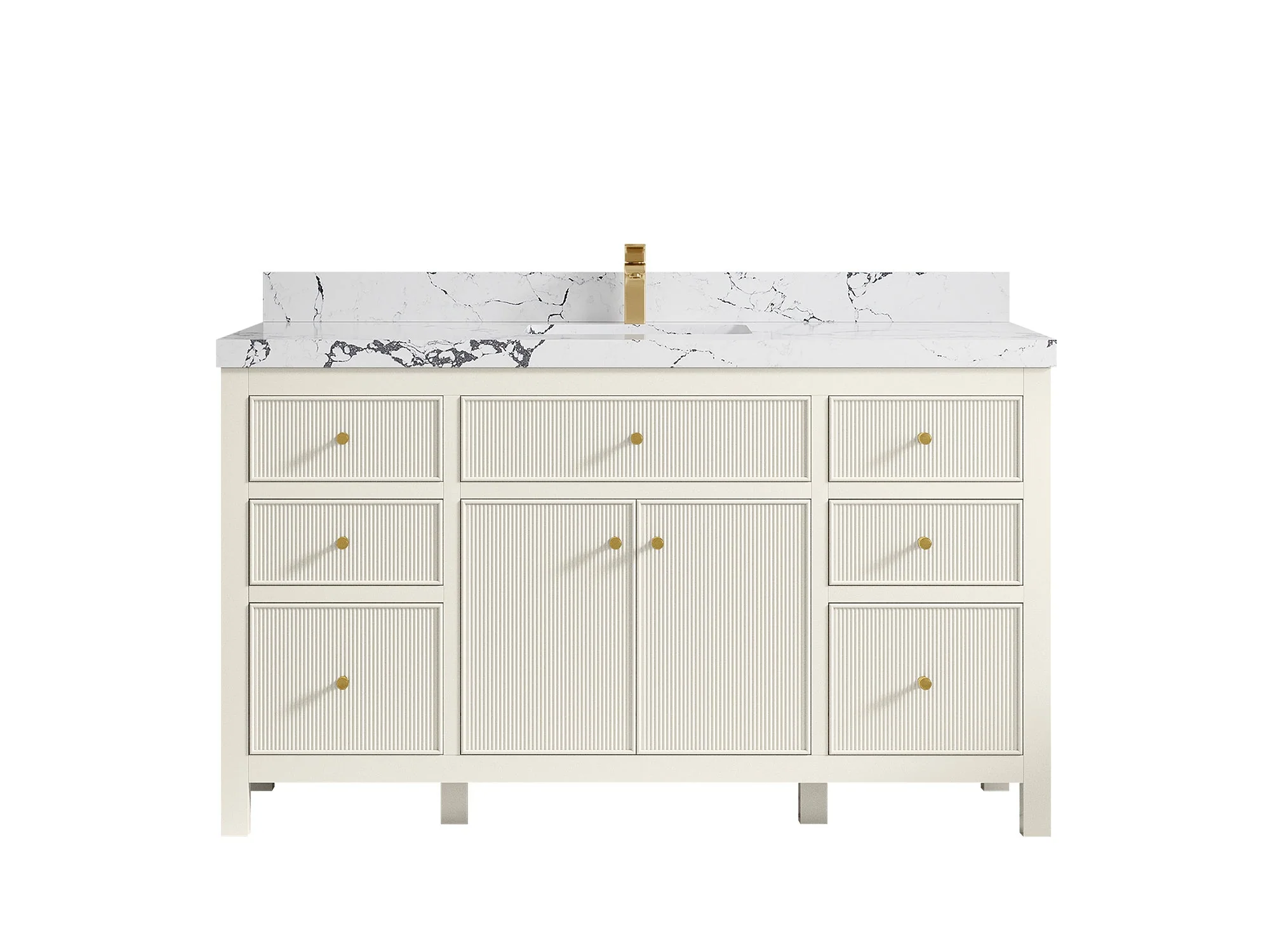 Sonoma 60 in W x 22 in D Free Standing Reeded Single Sink Bathroom Vanity - Image 39