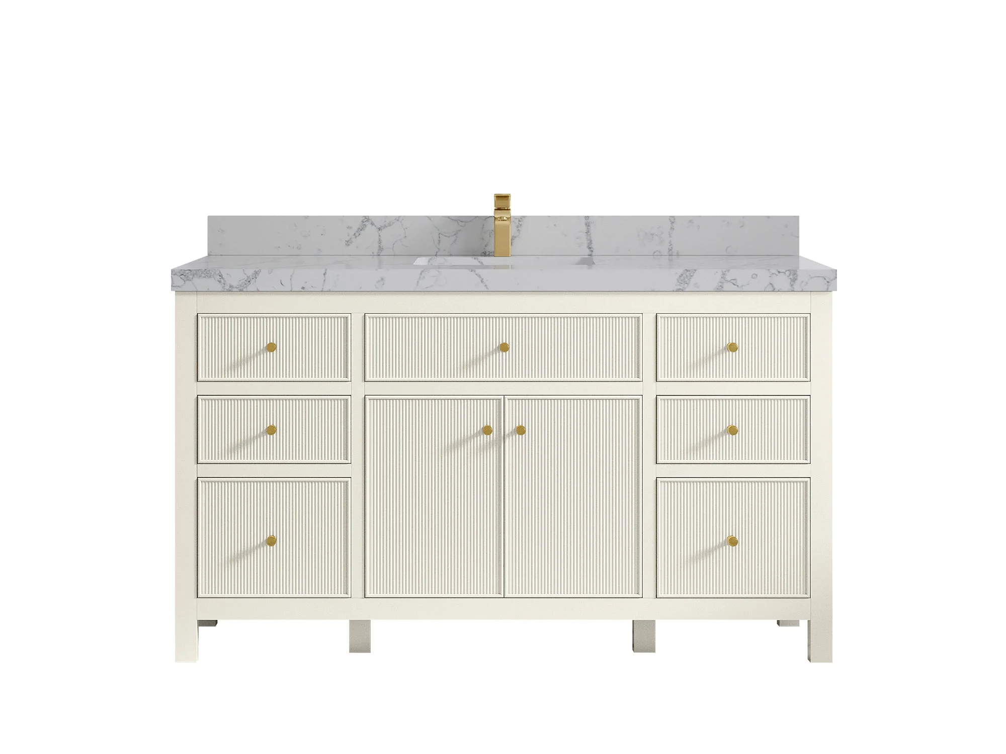 Sonoma 60 in W x 22 in D Free Standing Reeded Single Sink Bathroom Vanity - Image 41