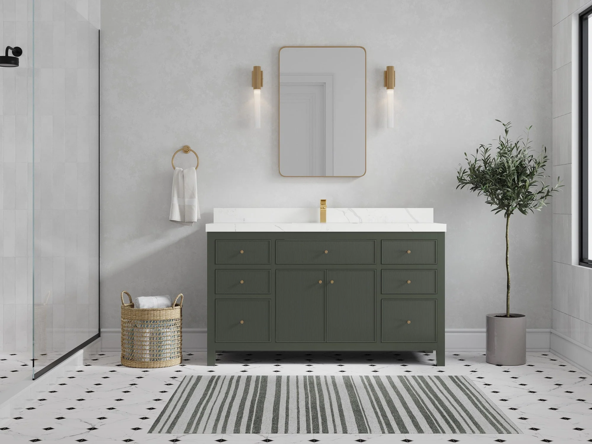 Sonoma 60 in W x 22 in D Free Standing Reeded Single Sink Bathroom Vanity - Image 4