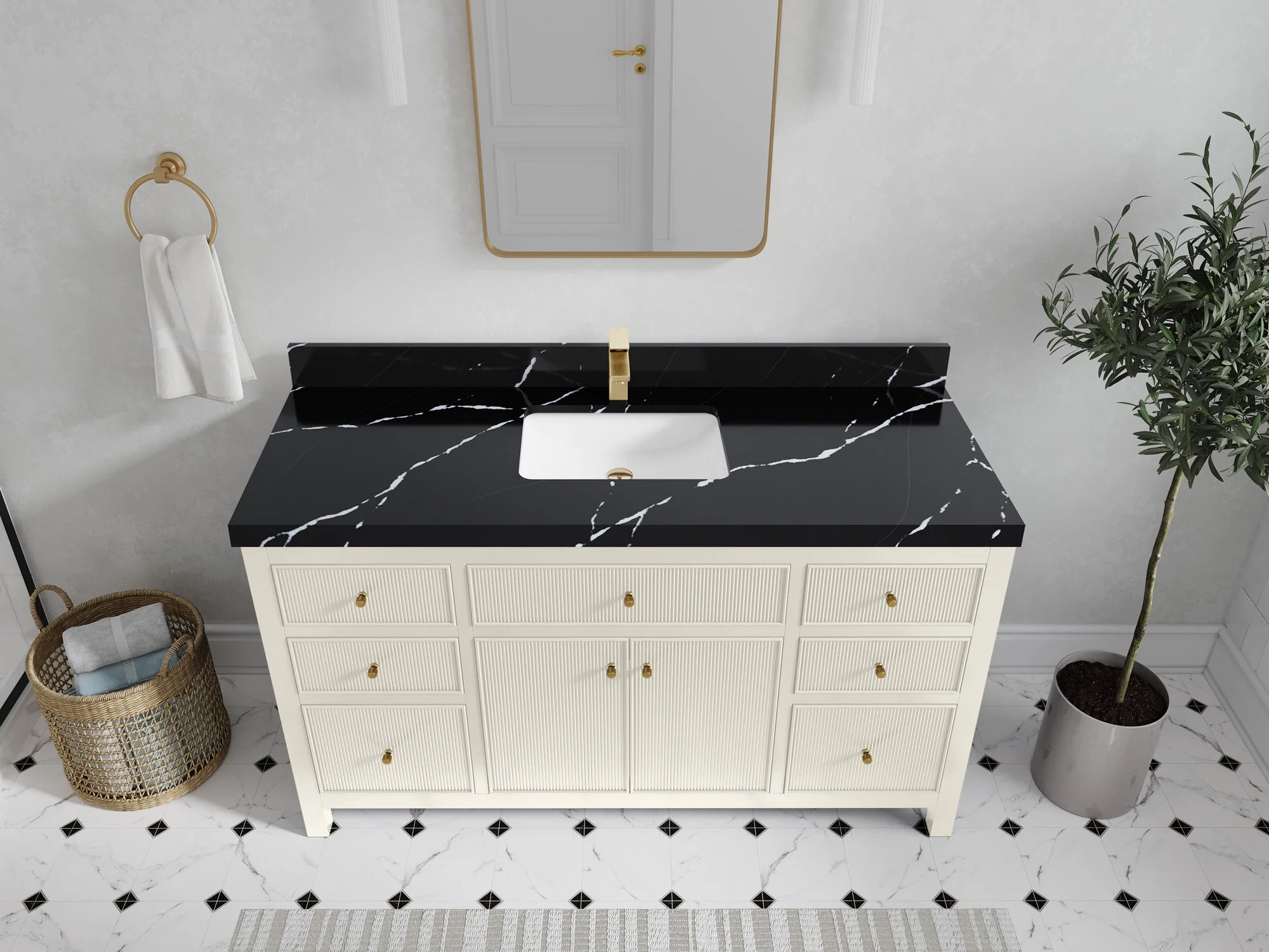 Sonoma 60 in W x 22 in D Free Standing Reeded Single Sink Bathroom Vanity - Image 8