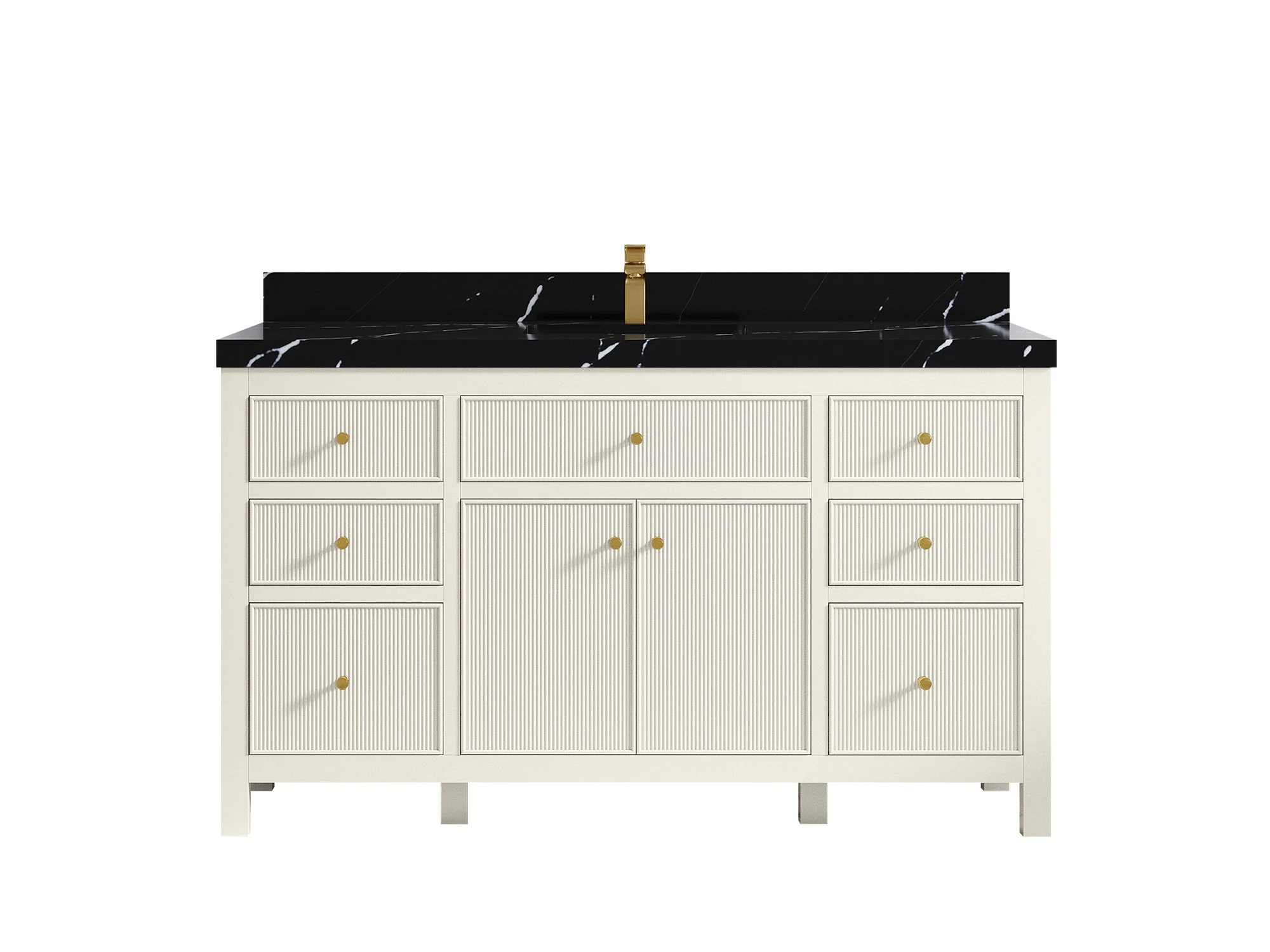 Sonoma 60 in W x 22 in D Free Standing Reeded Single Sink Bathroom Vanity - Image 9