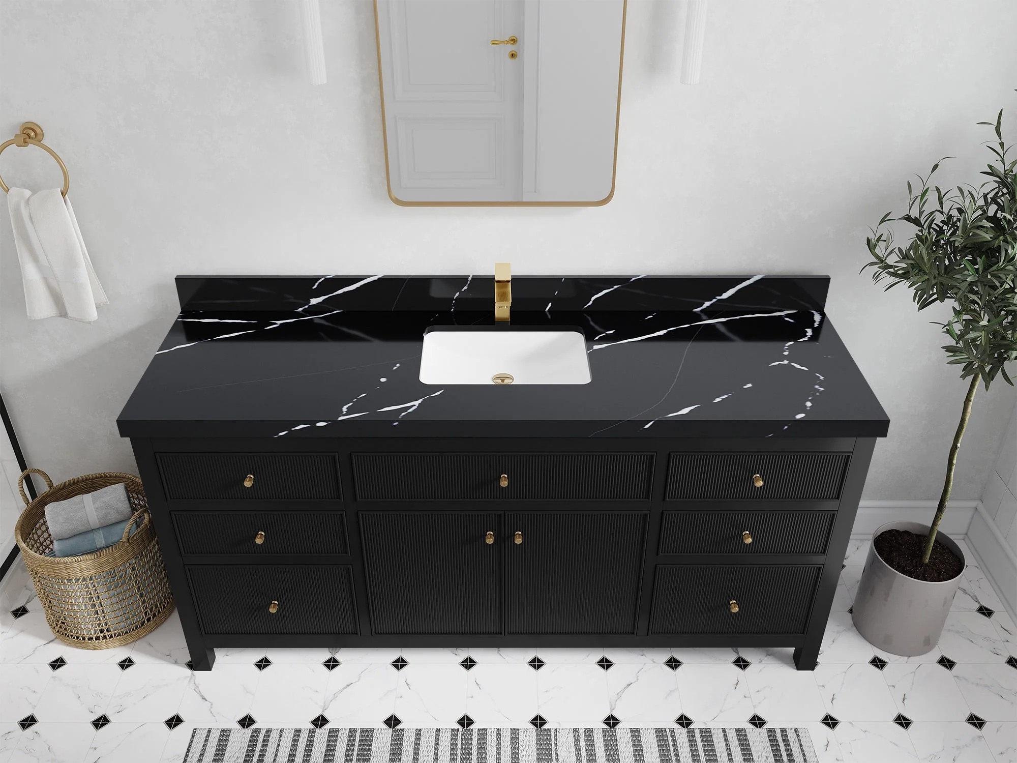 Sonoma 72 in W x 22 in D Free Standing Reeded Single Sink Bathroom Vanity - Image 12