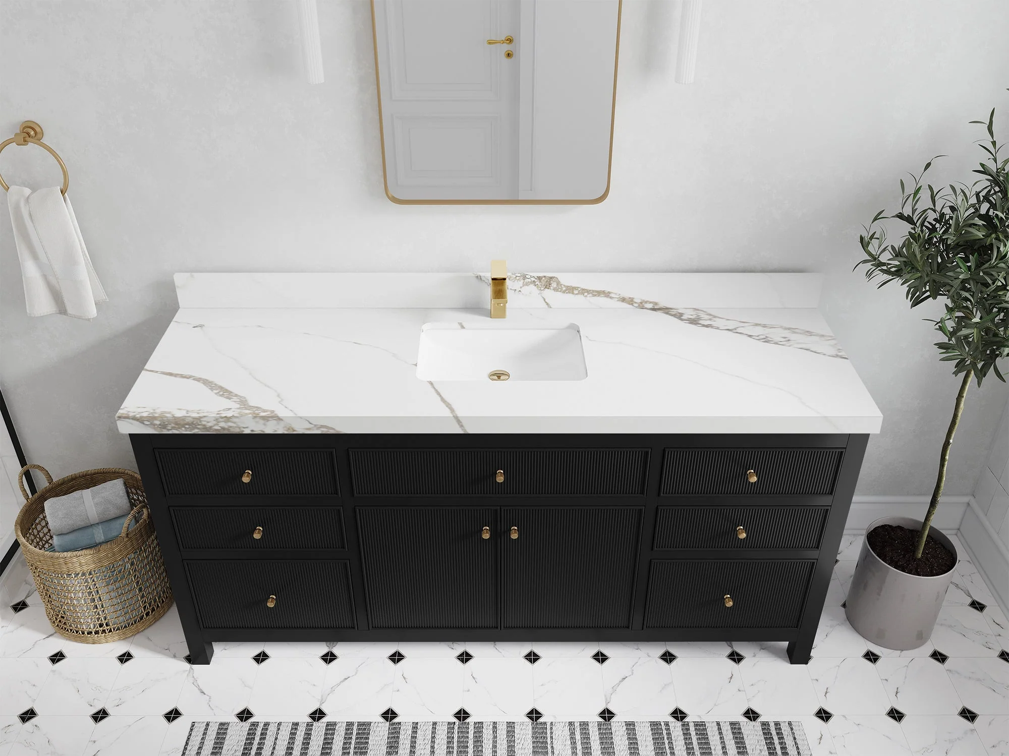 Sonoma 72 in W x 22 in D Free Standing Reeded Single Sink Bathroom Vanity - Image 14