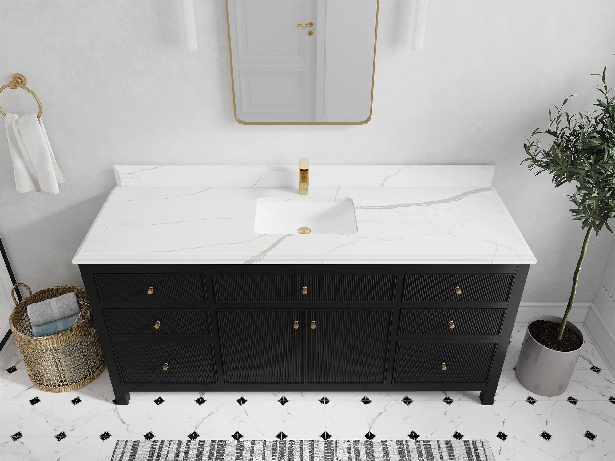 Sonoma 72 in W x 22 in D Free Standing Reeded Single Sink Bathroom Vanity - Image 22