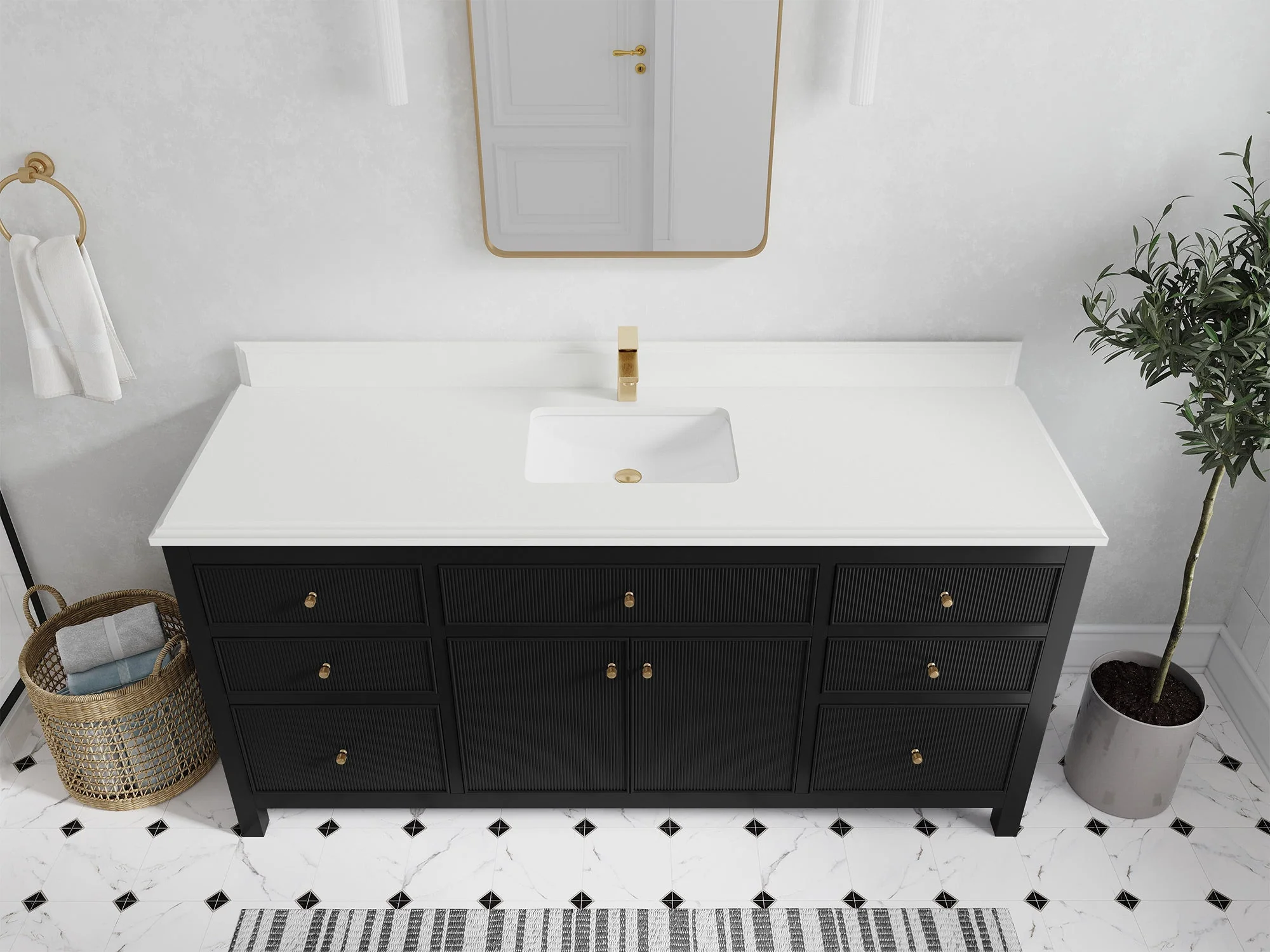 Sonoma 72 in W x 22 in D Free Standing Reeded Single Sink Bathroom Vanity - Image 26