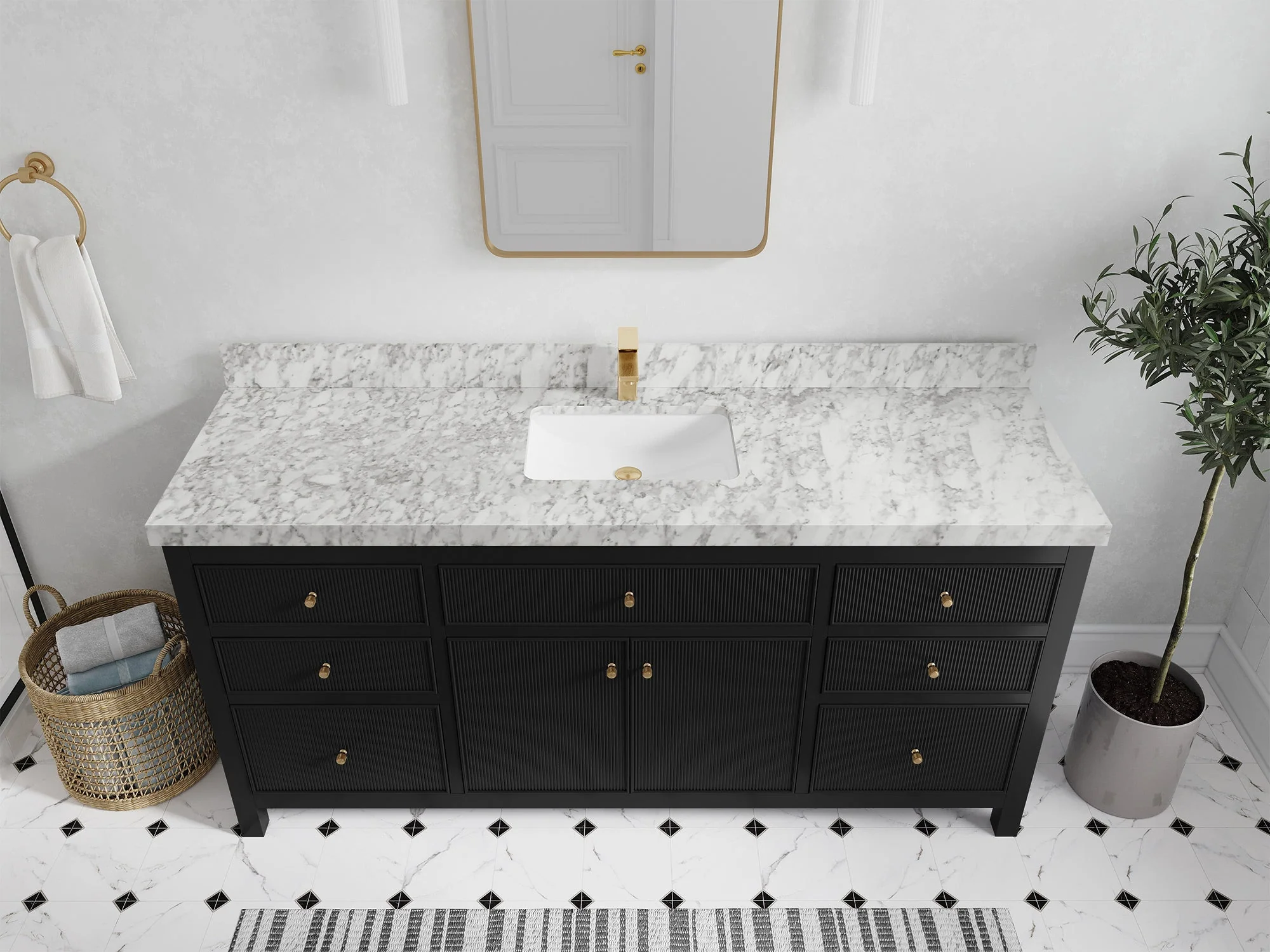 Sonoma 72 in W x 22 in D Free Standing Reeded Single Sink Bathroom Vanity - Image 8