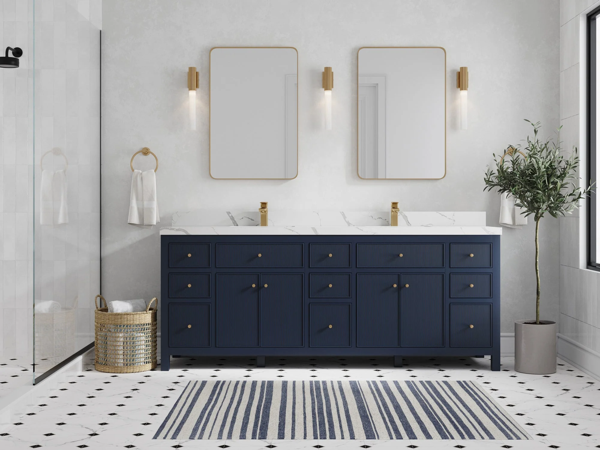 Sonoma 84 in W x 22 in D Free Standing Reeded Double Sink Bathroom Vanity - Image 4