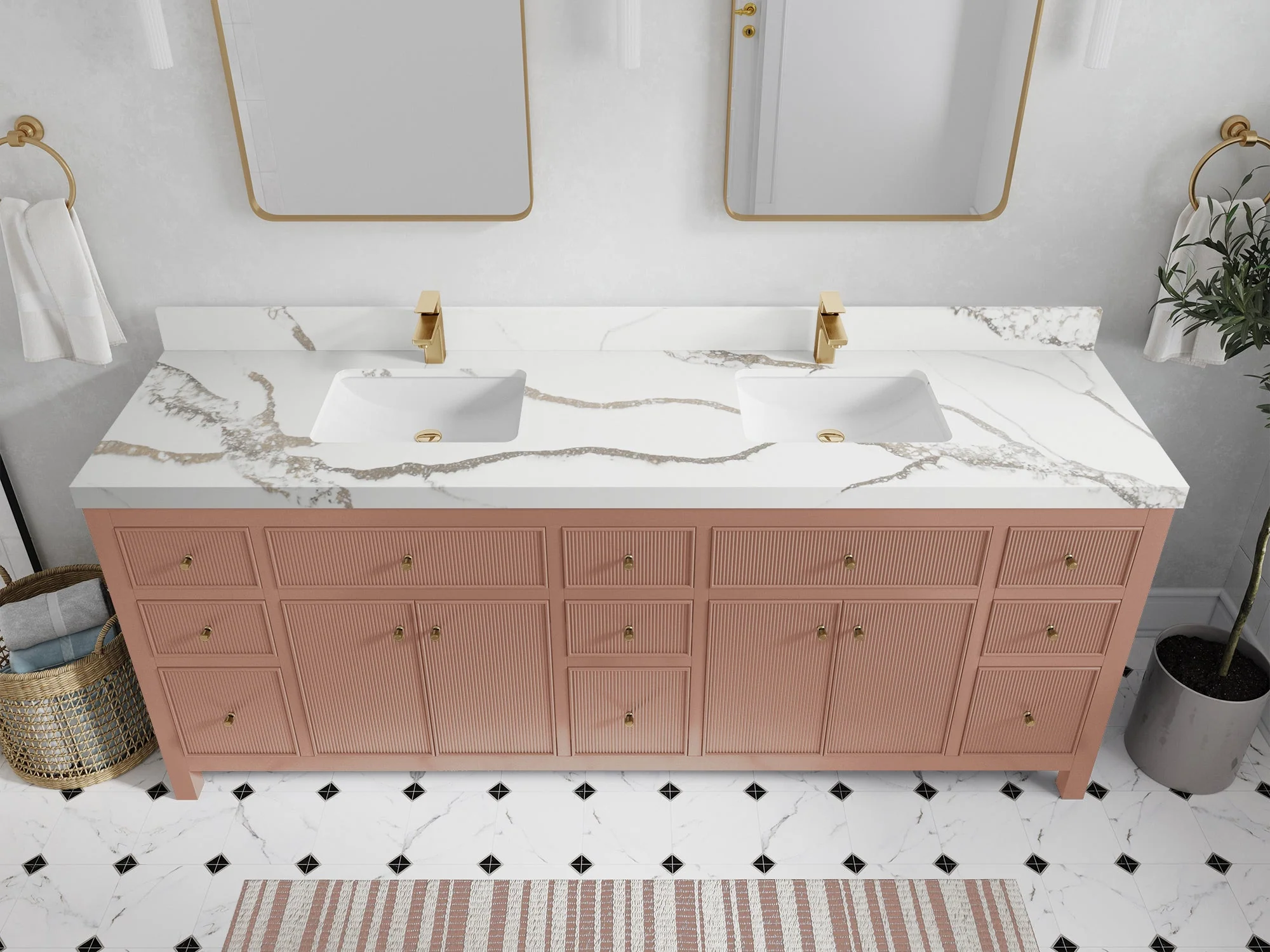 Sonoma 84 in W x 22 in D Free Standing Reeded Double Sink Bathroom Vanity - Image 10