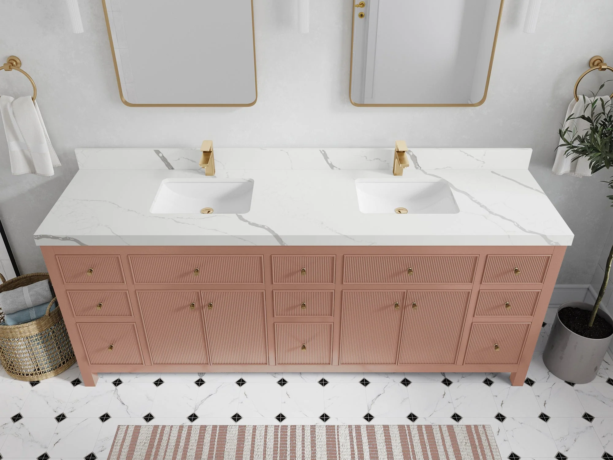 Sonoma 84 in W x 22 in D Free Standing Reeded Double Sink Bathroom Vanity - Image 12