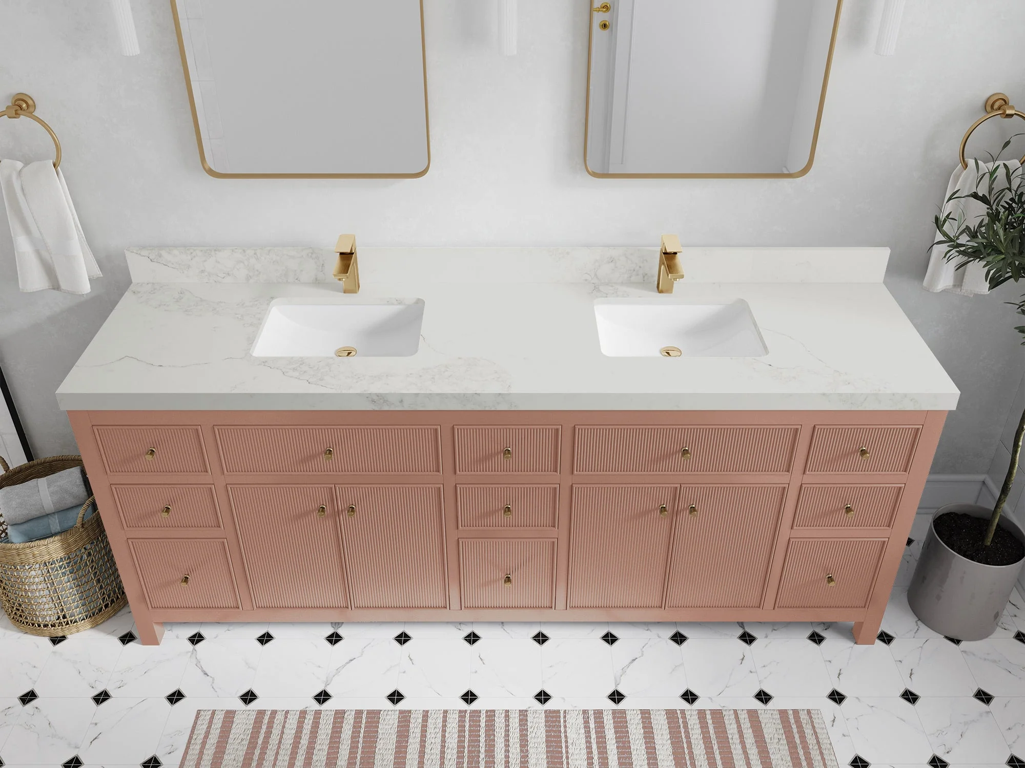 Sonoma 84 in W x 22 in D Free Standing Reeded Double Sink Bathroom Vanity - Image 14