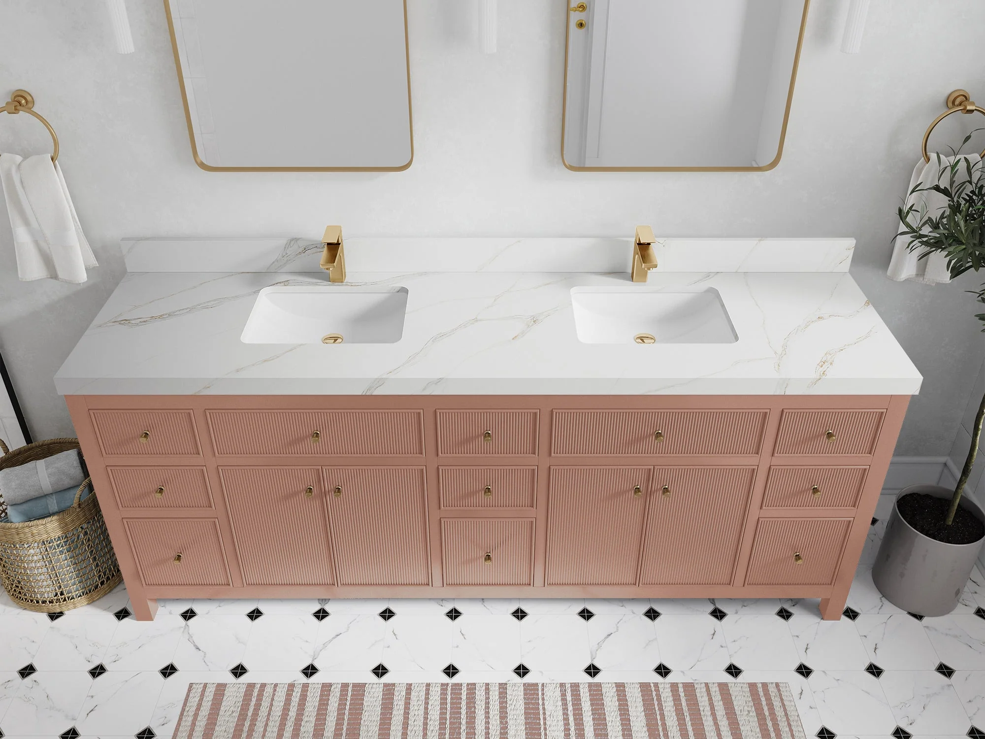 Sonoma 84 in W x 22 in D Free Standing Reeded Double Sink Bathroom Vanity - Image 16