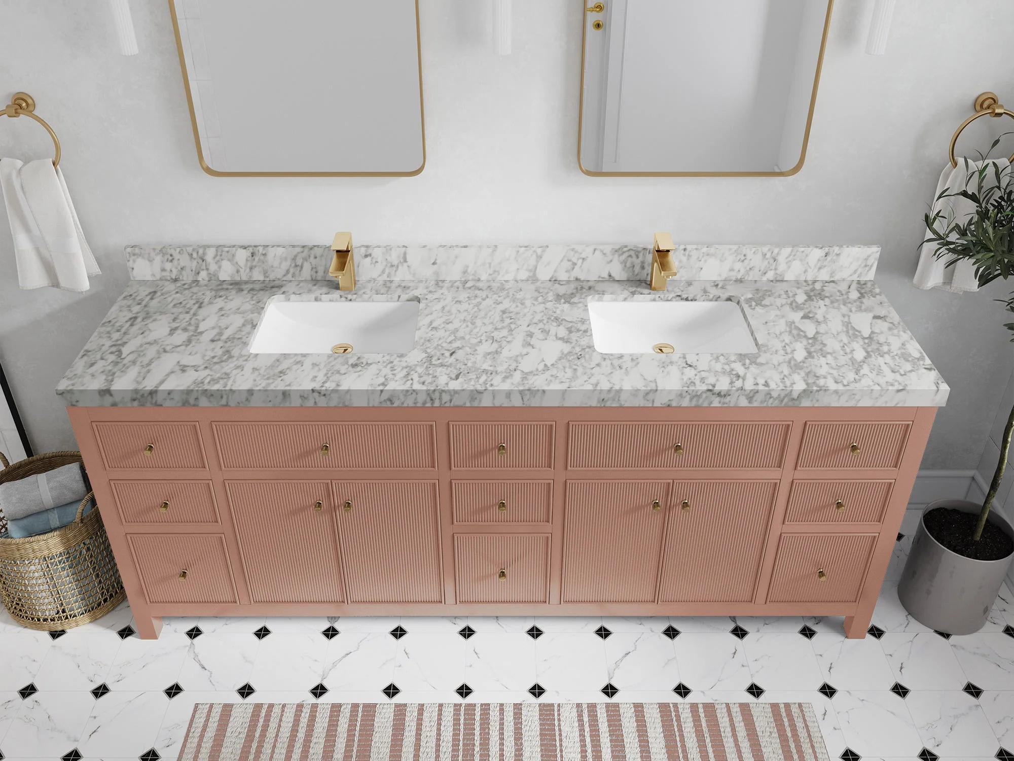 Sonoma 84 in W x 22 in D Free Standing Reeded Double Sink Bathroom Vanity - Image 18