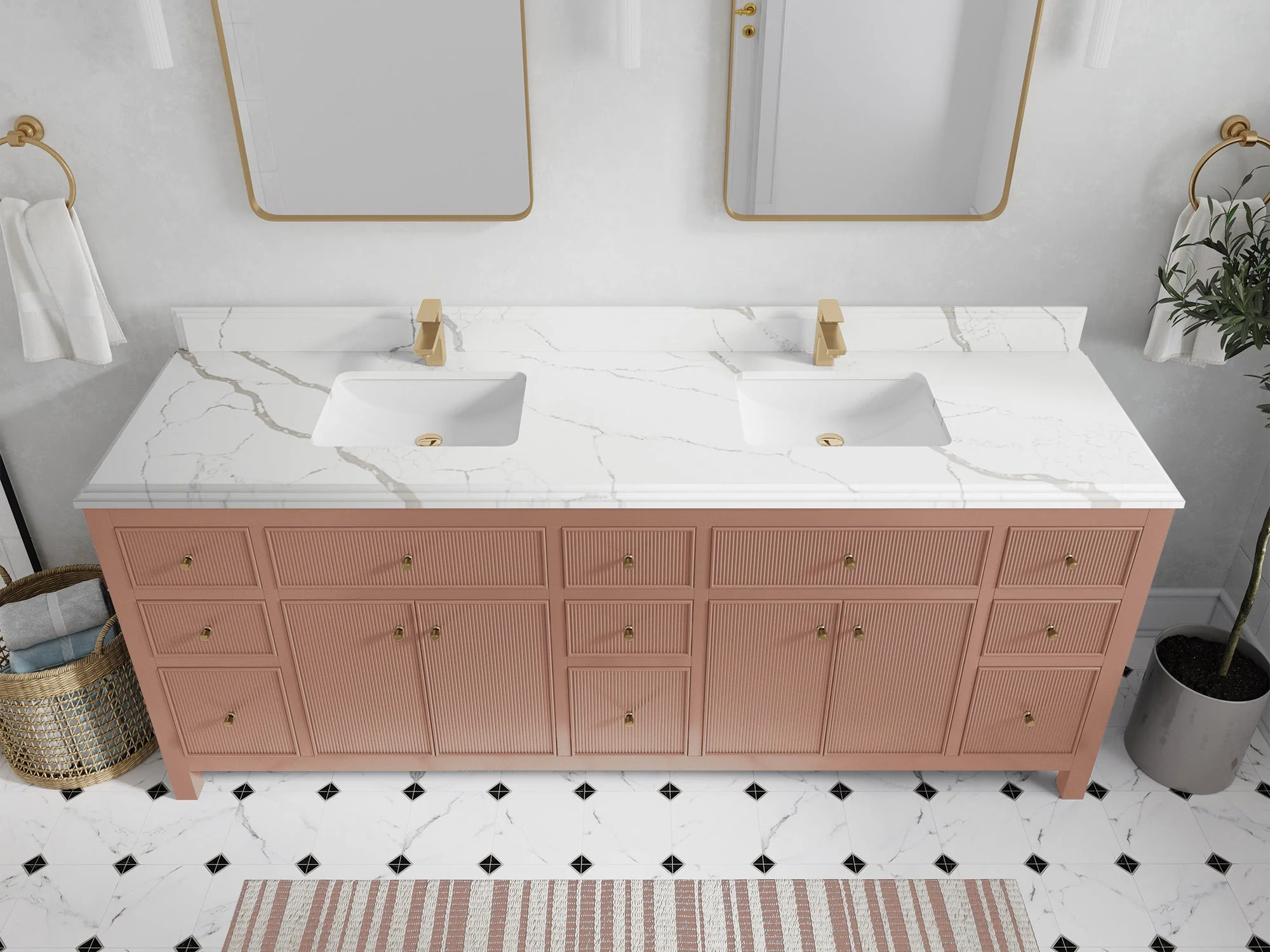 Sonoma 84 in W x 22 in D Free Standing Reeded Double Sink Bathroom Vanity - Image 22